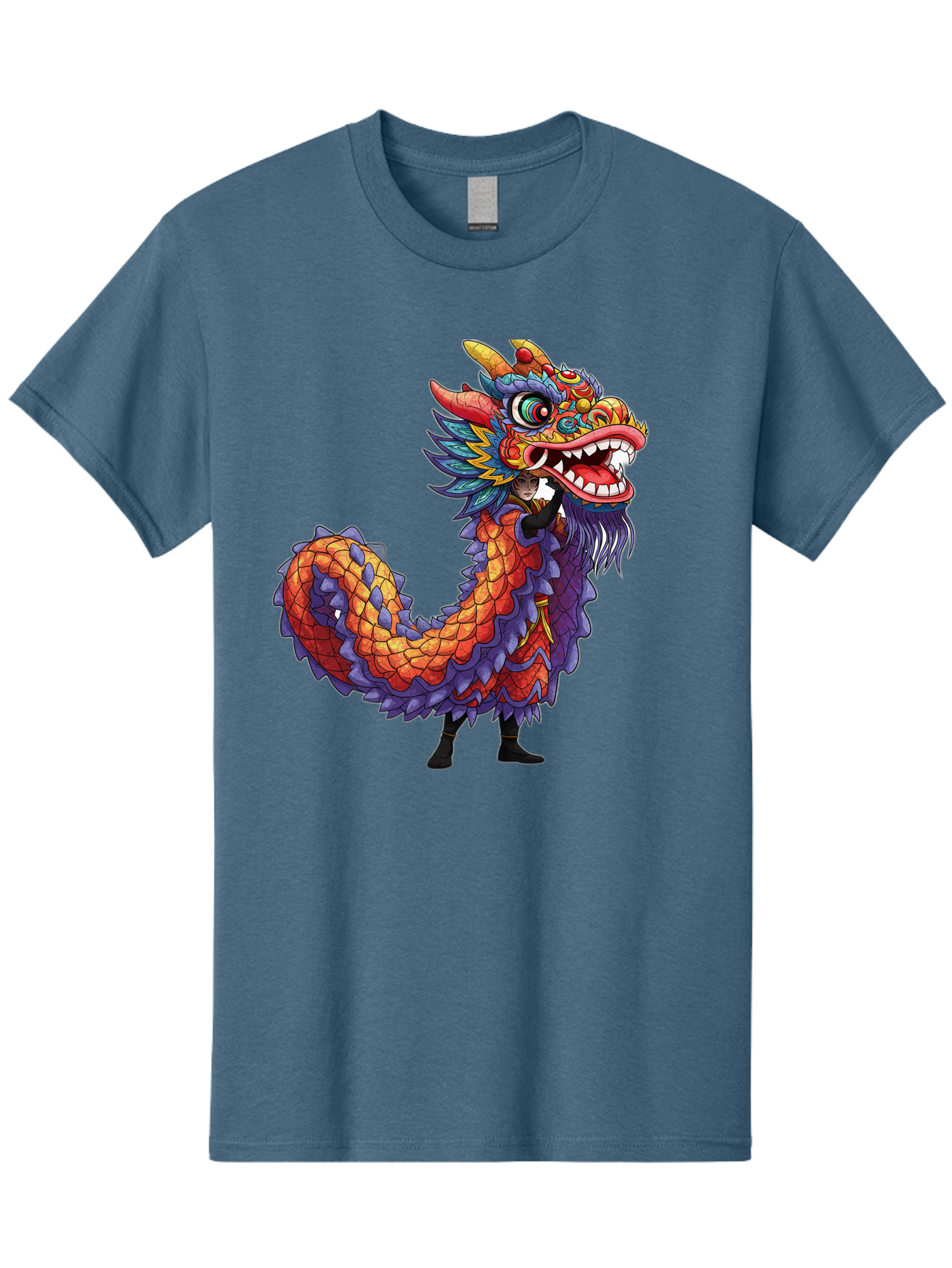 Dragon Men'S Graphic Tee, 100% Cotton, Comfortable Casual Summer Wear, Machine Washable, Vibrant Dragon, Mythical Creature, Chinese Culture, Colorful Scales, Sharp Teeth, Bold Design, Fantasy Art, Cartoon Style Baa563