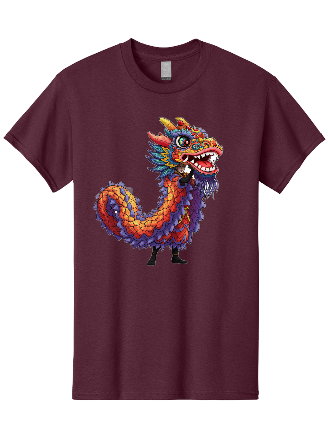 Dragon Men'S Graphic Tee, 100% Cotton, Comfortable Casual Summer Wear, Machine Washable, Vibrant Dragon, Mythical Creature, Chinese Culture, Colorful Scales, Sharp Teeth, Bold Design, Fantasy Art, Cartoon Style Baa563