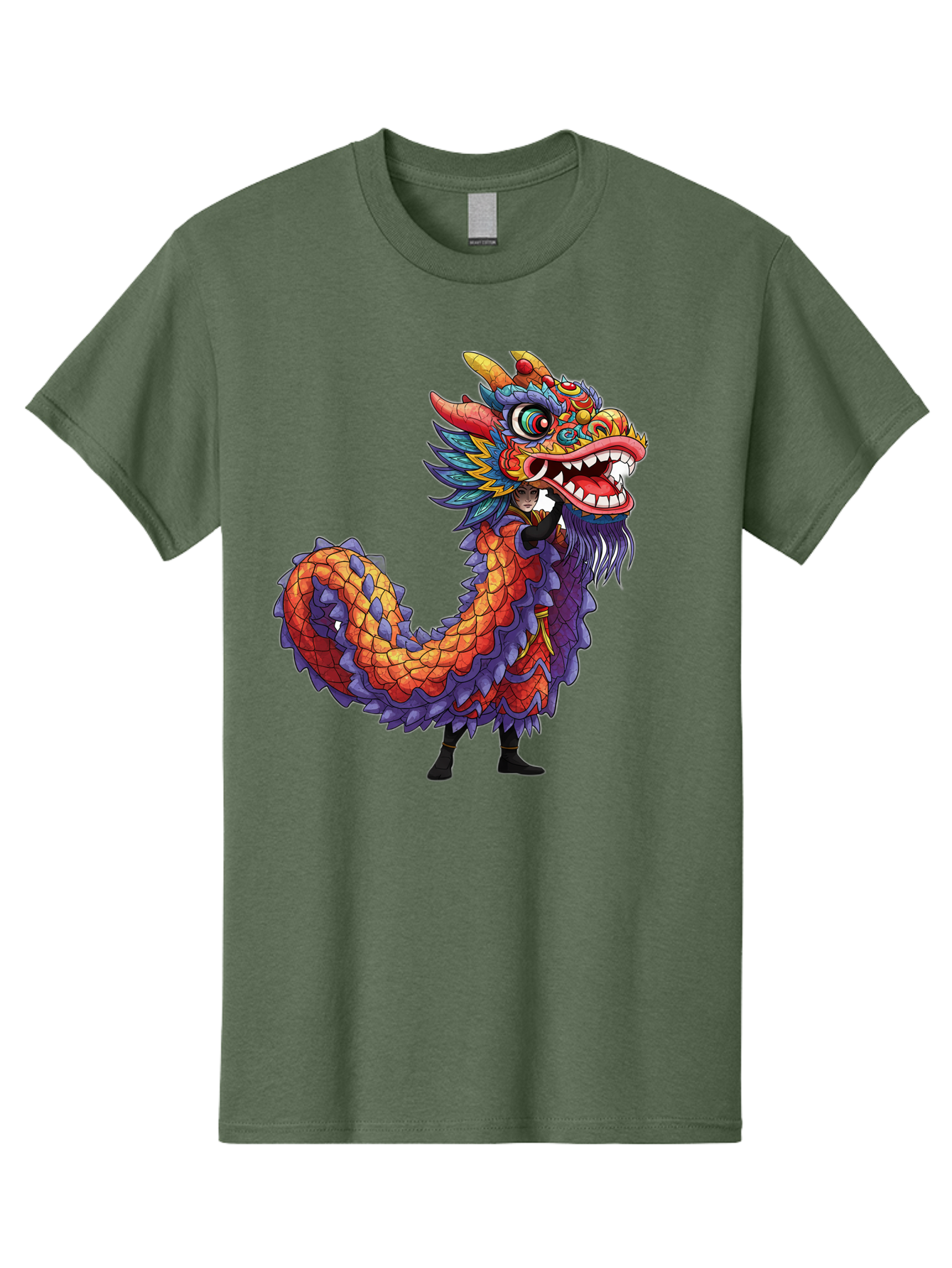 Dragon Men'S Graphic Tee, 100% Cotton, Comfortable Casual Summer Wear, Machine Washable, Vibrant Dragon, Mythical Creature, Chinese Culture, Colorful Scales, Sharp Teeth, Bold Design, Fantasy Art, Cartoon Style Baa563