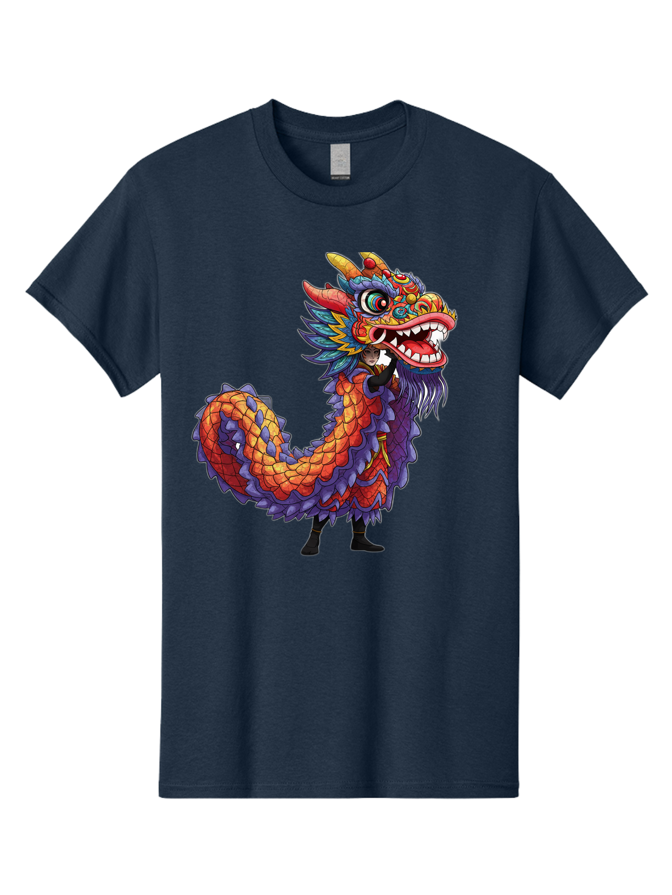 Dragon Men'S Graphic Tee, 100% Cotton, Comfortable Casual Summer Wear, Machine Washable, Vibrant Dragon, Mythical Creature, Chinese Culture, Colorful Scales, Sharp Teeth, Bold Design, Fantasy Art, Cartoon Style Baa563