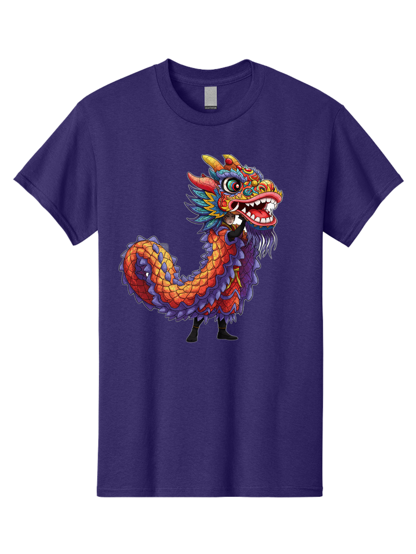 Dragon Men'S Graphic Tee, 100% Cotton, Comfortable Casual Summer Wear, Machine Washable, Vibrant Dragon, Mythical Creature, Chinese Culture, Colorful Scales, Sharp Teeth, Bold Design, Fantasy Art, Cartoon Style Baa563