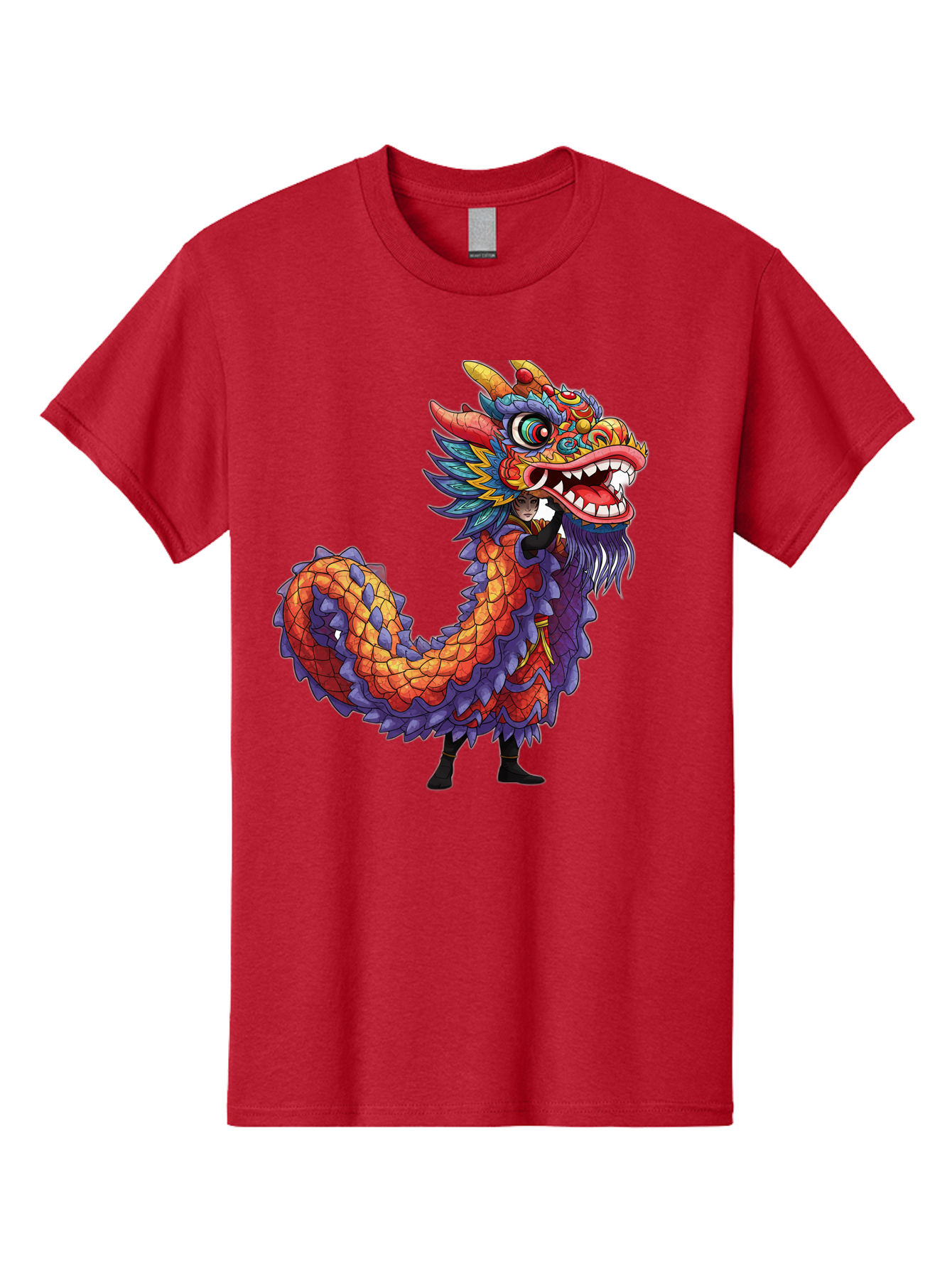 Dragon Men'S Graphic Tee, 100% Cotton, Comfortable Casual Summer Wear, Machine Washable, Vibrant Dragon, Mythical Creature, Chinese Culture, Colorful Scales, Sharp Teeth, Bold Design, Fantasy Art, Cartoon Style Baa563