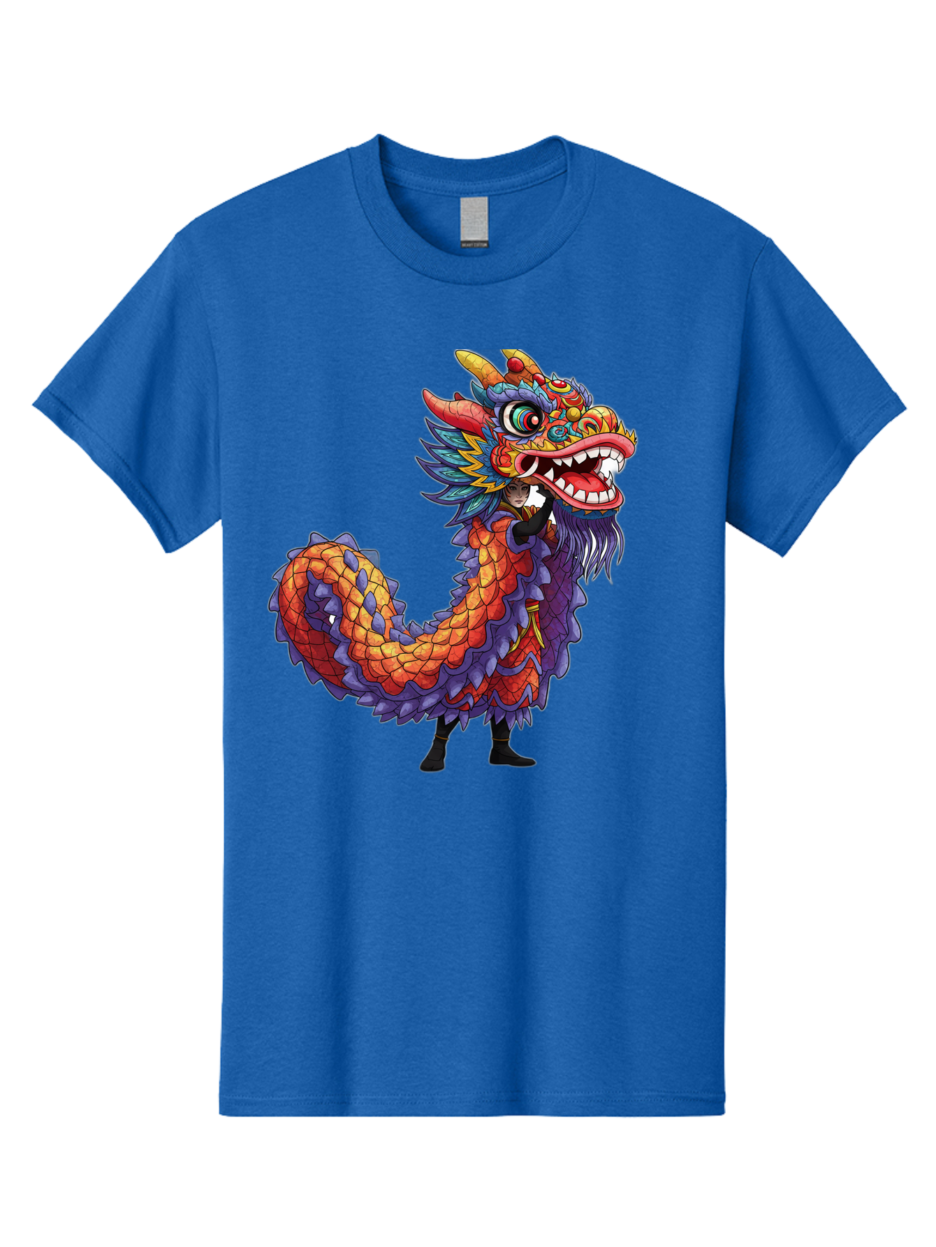 Dragon Men'S Graphic Tee, 100% Cotton, Comfortable Casual Summer Wear, Machine Washable, Vibrant Dragon, Mythical Creature, Chinese Culture, Colorful Scales, Sharp Teeth, Bold Design, Fantasy Art, Cartoon Style Baa563