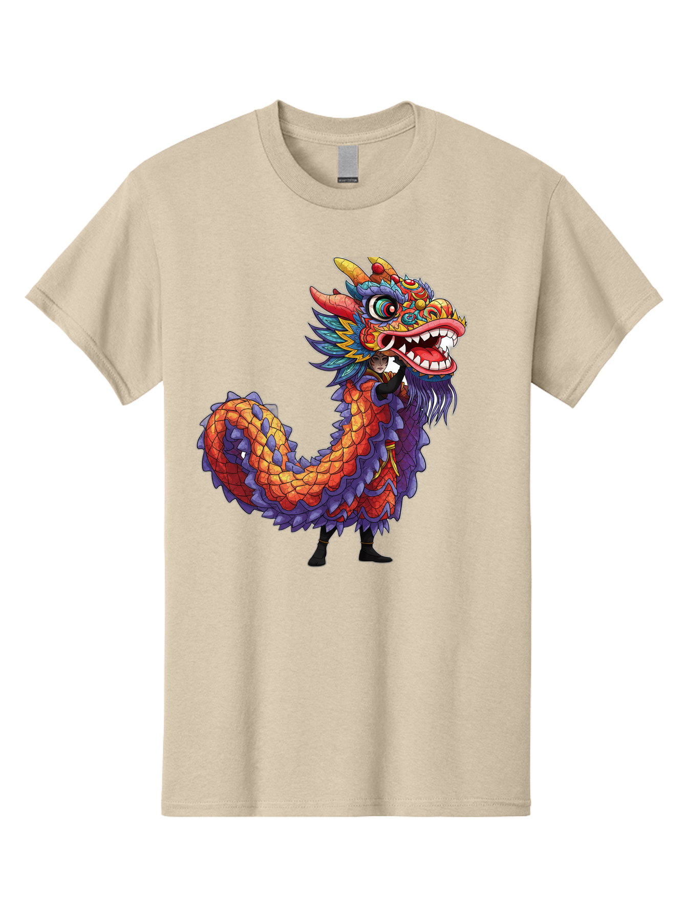 Dragon Men'S Graphic Tee, 100% Cotton, Comfortable Casual Summer Wear, Machine Washable, Vibrant Dragon, Mythical Creature, Chinese Culture, Colorful Scales, Sharp Teeth, Bold Design, Fantasy Art, Cartoon Style Baa563