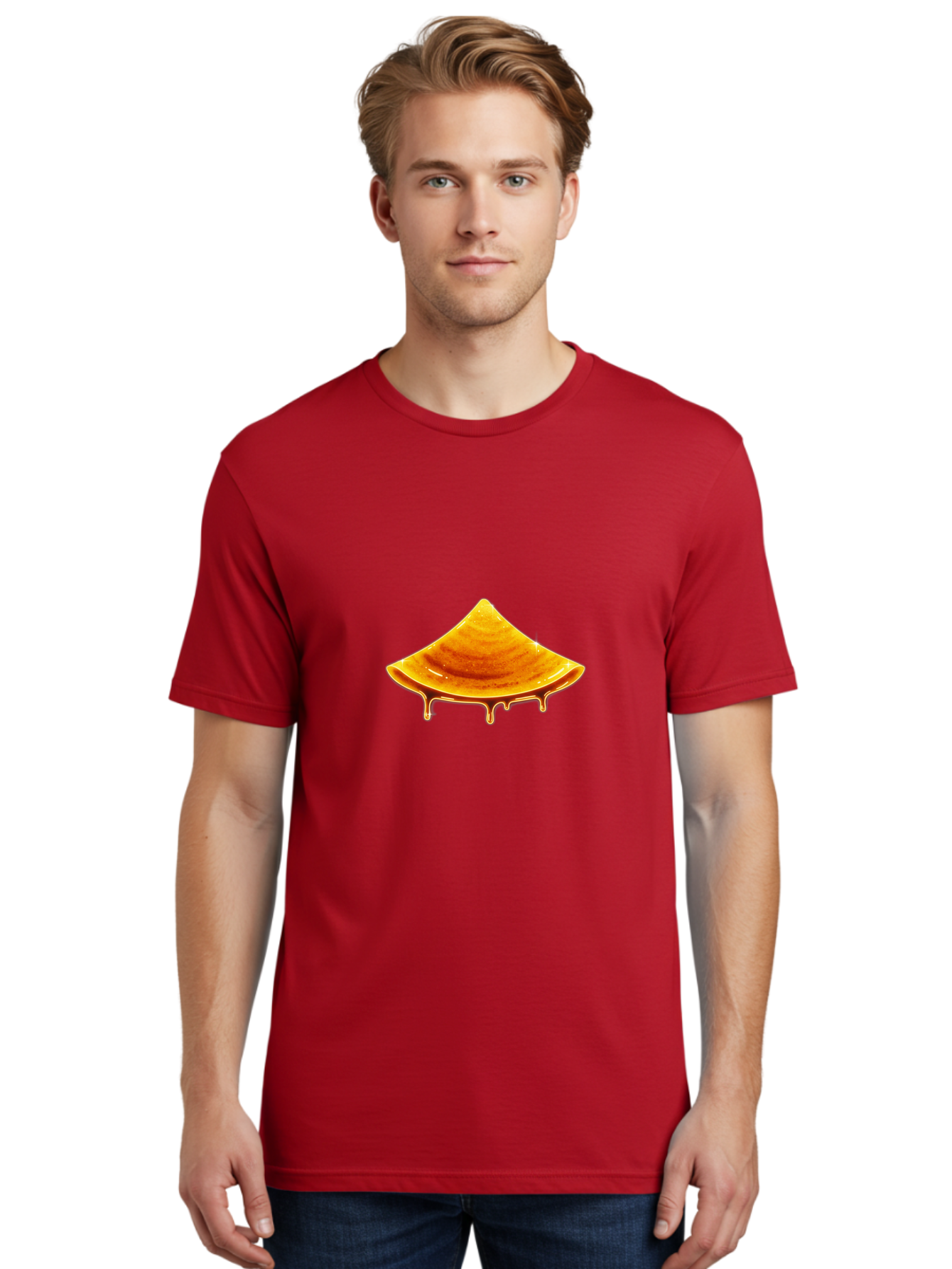 Dripping-Dosa Men'S Graphic Tee, 100% Cotton, Comfortable Casual Summer Wear, Machine Washable, Honeycomb Dripping With Honey, Sweet Treats, Golden Nectar, Honey In Honeycomb, Sticky Honey, Honeycomb Texture, Honeycomb Pattern Baa564