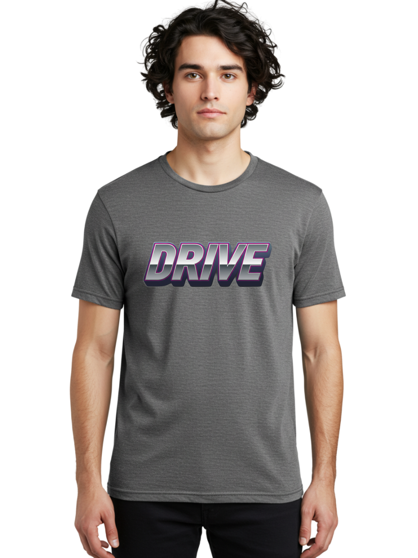 Drive Men'S Graphic Tee, 100% Cotton, Comfortable Casual Summer Wear, Machine Washable, Drive, Bold Typography, Silver Metallic Text, Motivational Phrase, Modern Design, Sleek Font, Dynamic Graphics, Stylish Lettering Baa565