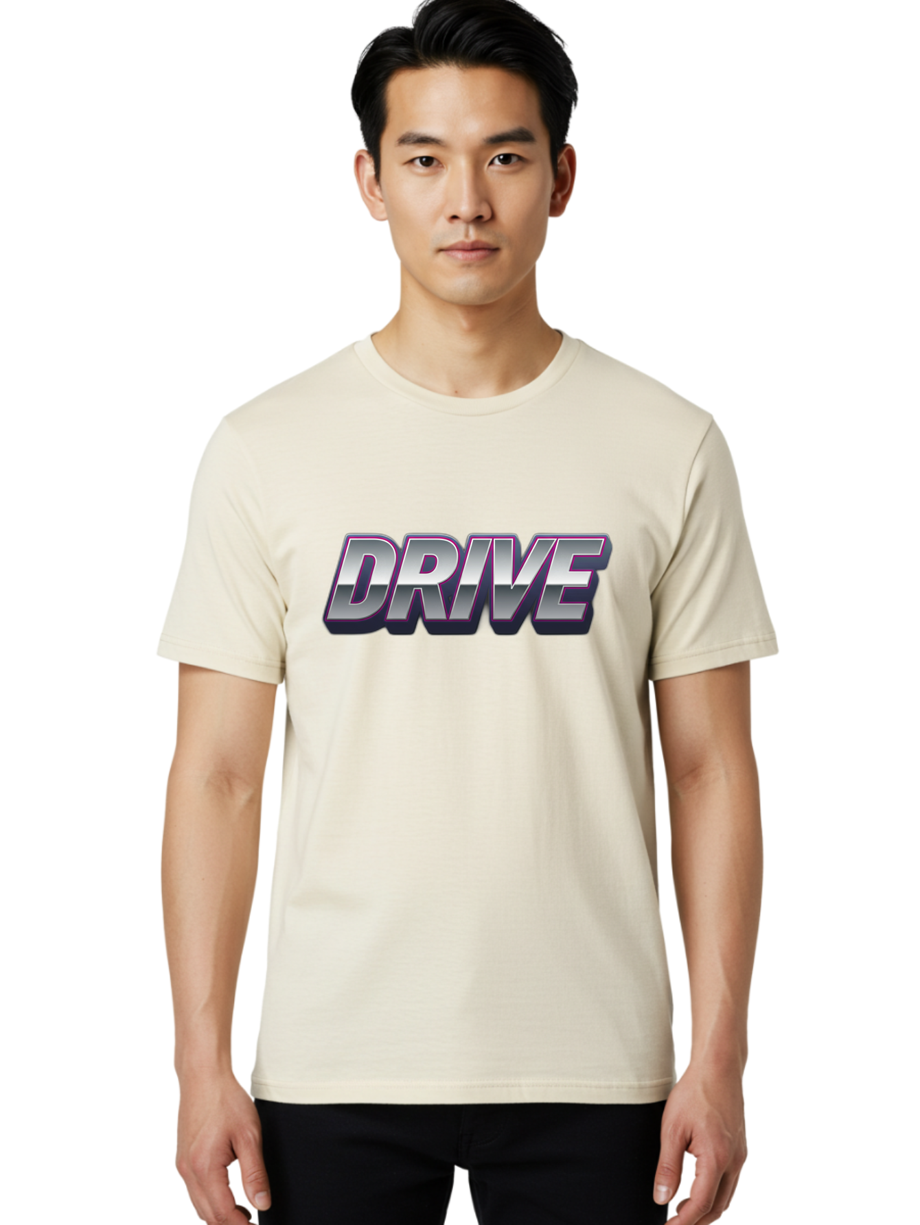 Drive Men'S Graphic Tee, 100% Cotton, Comfortable Casual Summer Wear, Machine Washable, Drive, Bold Typography, Silver Metallic Text, Motivational Phrase, Modern Design, Sleek Font, Dynamic Graphics, Stylish Lettering Baa565