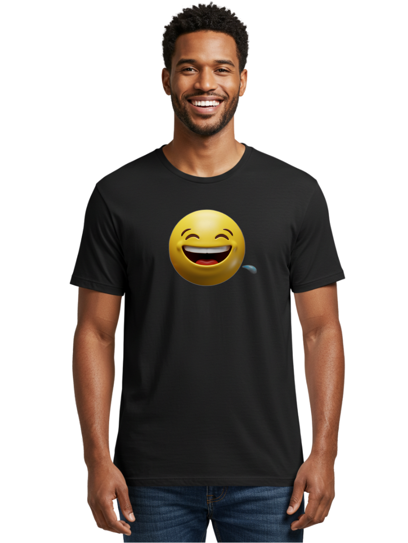Drooling-Face-Emoji Men'S Graphic Tee, 100% Cotton, Comfortable Casual Summer Wear, Machine Washable, Drooling Face, Laughing Emoji, Happy Face, Joyful Expression, Smiling Face, Playful Emoticon, Humorous Symbol, Yellow Emoji, Baa566