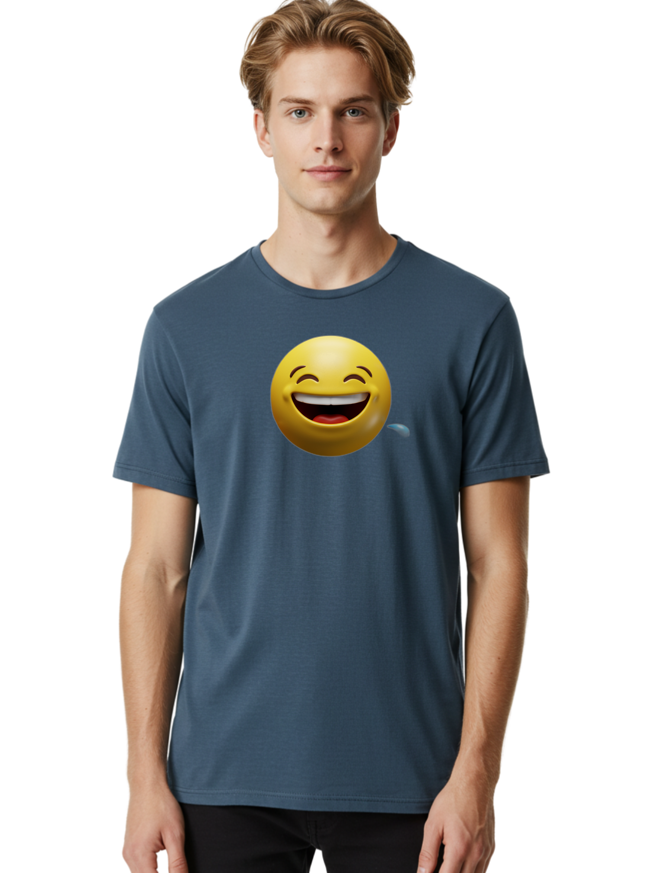 Drooling-Face-Emoji Men'S Graphic Tee, 100% Cotton, Comfortable Casual Summer Wear, Machine Washable, Drooling Face, Laughing Emoji, Happy Face, Joyful Expression, Smiling Face, Playful Emoticon, Humorous Symbol, Yellow Emoji, Baa566