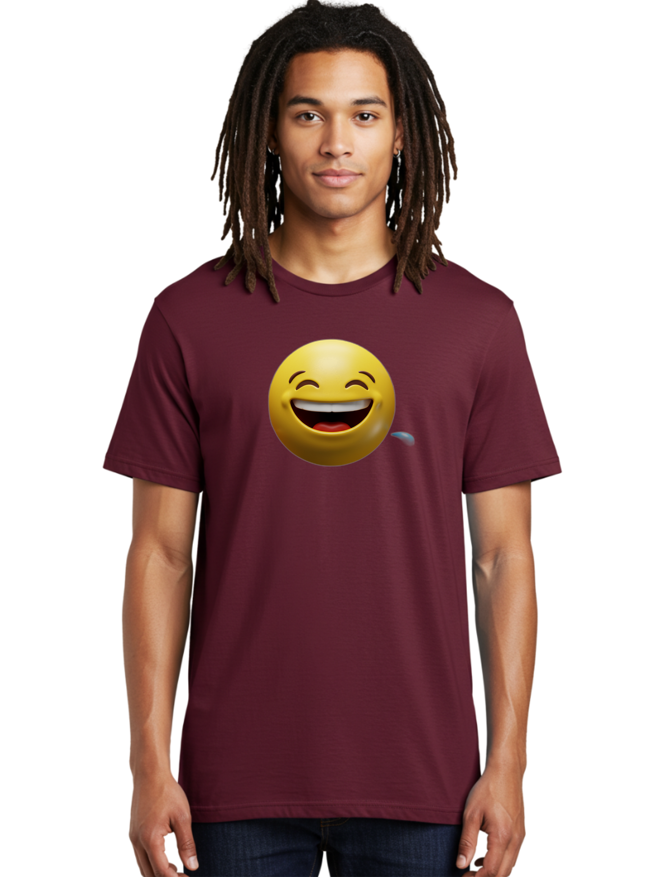 Drooling-Face-Emoji Men'S Graphic Tee, 100% Cotton, Comfortable Casual Summer Wear, Machine Washable, Drooling Face, Laughing Emoji, Happy Face, Joyful Expression, Smiling Face, Playful Emoticon, Humorous Symbol, Yellow Emoji, Baa566