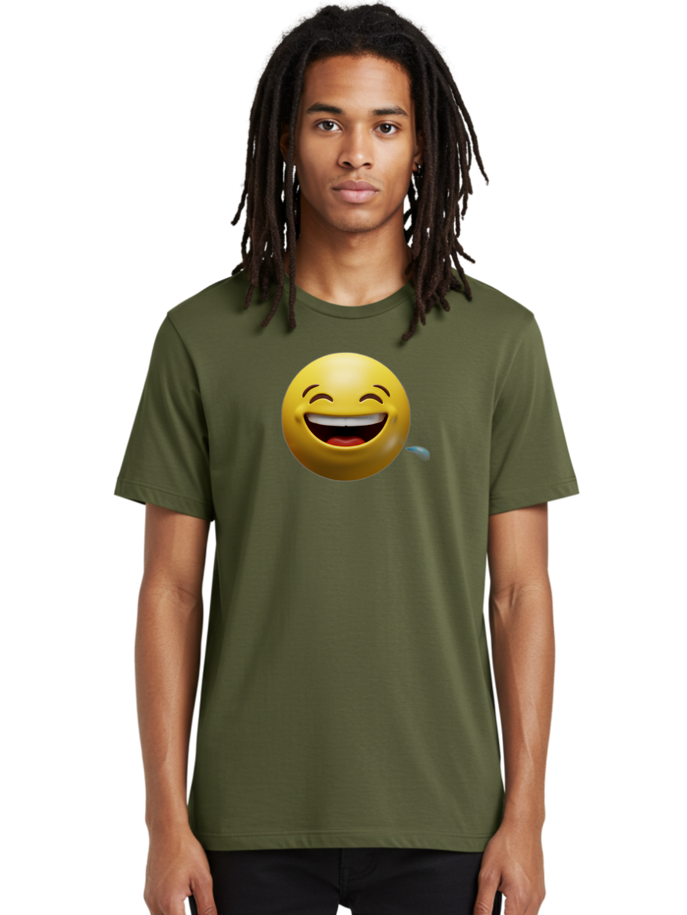 Drooling-Face-Emoji Men'S Graphic Tee, 100% Cotton, Comfortable Casual Summer Wear, Machine Washable, Drooling Face, Laughing Emoji, Happy Face, Joyful Expression, Smiling Face, Playful Emoticon, Humorous Symbol, Yellow Emoji, Baa566