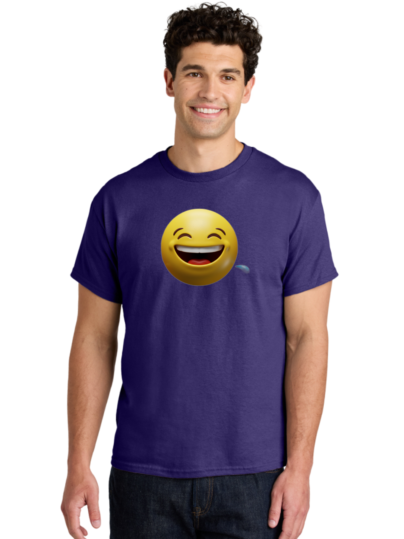 Drooling-Face-Emoji Men'S Graphic Tee, 100% Cotton, Comfortable Casual Summer Wear, Machine Washable, Drooling Face, Laughing Emoji, Happy Face, Joyful Expression, Smiling Face, Playful Emoticon, Humorous Symbol, Yellow Emoji, Baa566