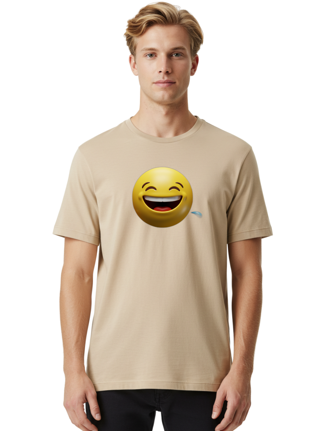Drooling-Face-Emoji Men'S Graphic Tee, 100% Cotton, Comfortable Casual Summer Wear, Machine Washable, Drooling Face, Laughing Emoji, Happy Face, Joyful Expression, Smiling Face, Playful Emoticon, Humorous Symbol, Yellow Emoji, Baa566