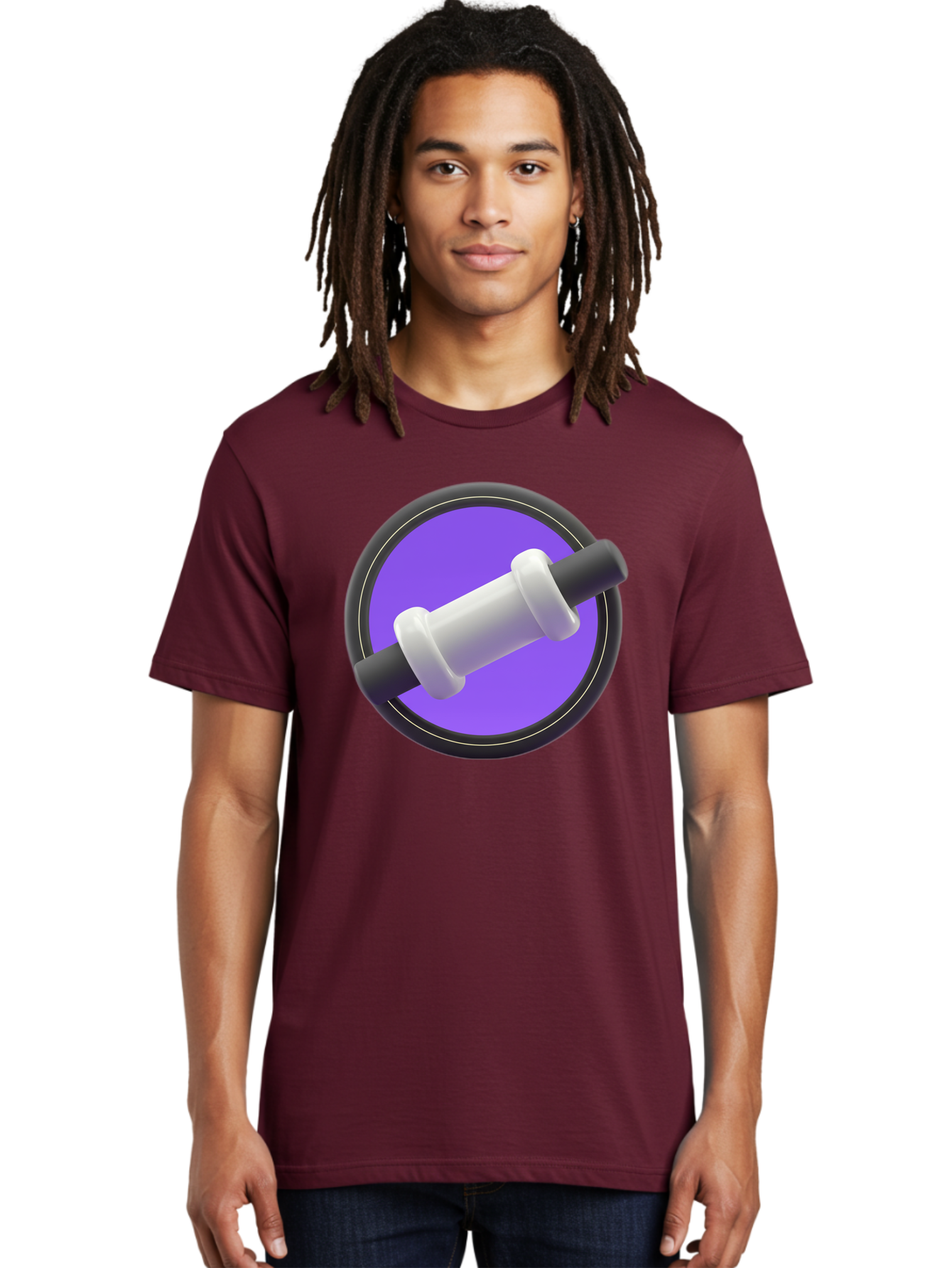 Dumbbell Men'S Graphic Tee, 100% Cotton, Comfortable Casual Summer Wear, Machine Washable, Dumbbell, Fitness Equipment, Strength Training, Weightlifting, Exercise, Workout, Gym, Fitness, Purple Icon, 3D Rendering Baa567