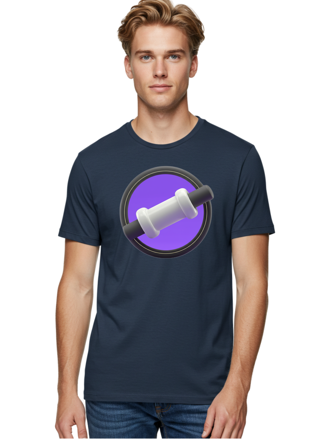 Dumbbell Men'S Graphic Tee, 100% Cotton, Comfortable Casual Summer Wear, Machine Washable, Dumbbell, Fitness Equipment, Strength Training, Weightlifting, Exercise, Workout, Gym, Fitness, Purple Icon, 3D Rendering Baa567