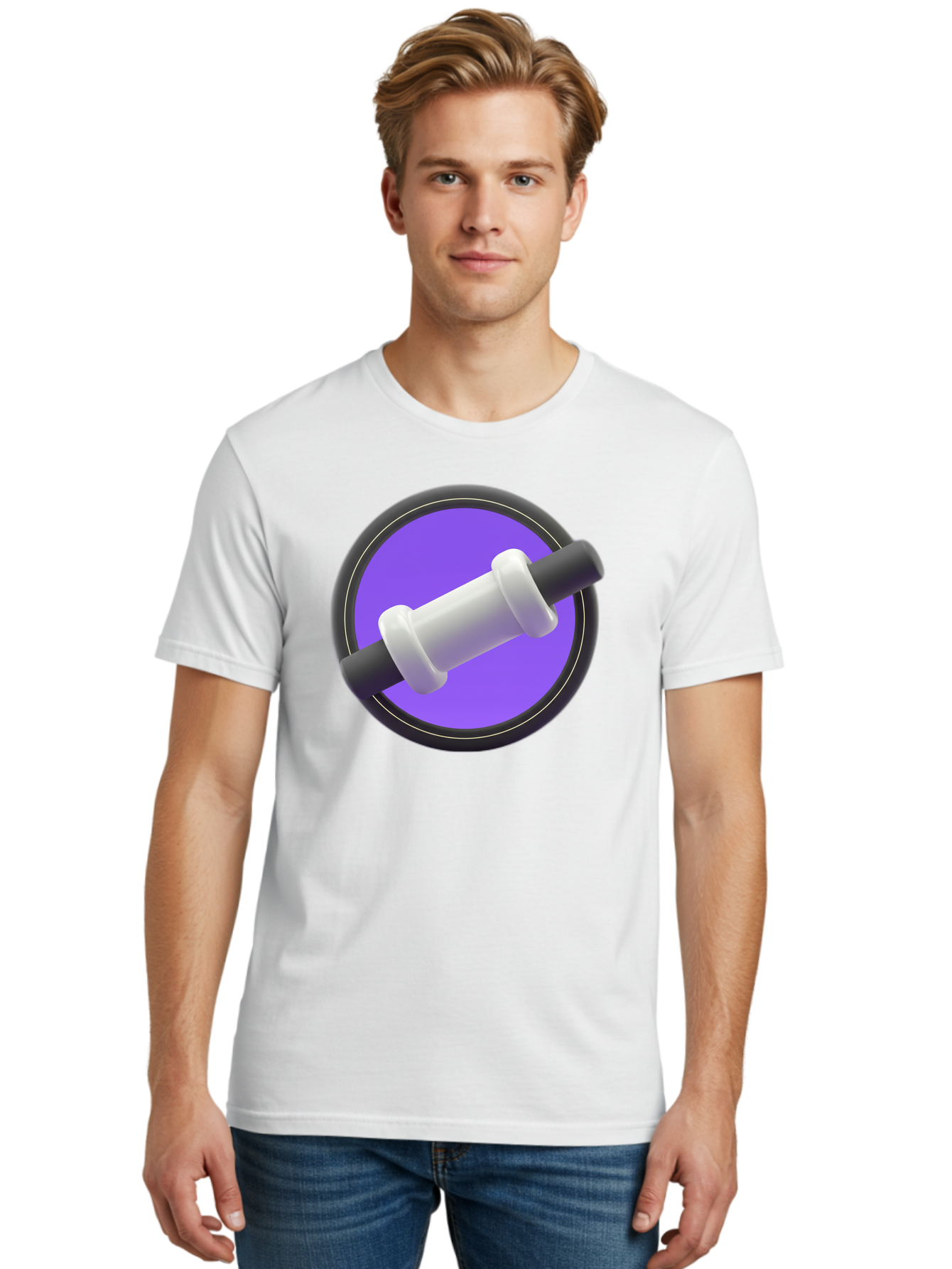 Dumbbell Men'S Graphic Tee, 100% Cotton, Comfortable Casual Summer Wear, Machine Washable, Dumbbell, Fitness Equipment, Strength Training, Weightlifting, Exercise, Workout, Gym, Fitness, Purple Icon, 3D Rendering Baa567