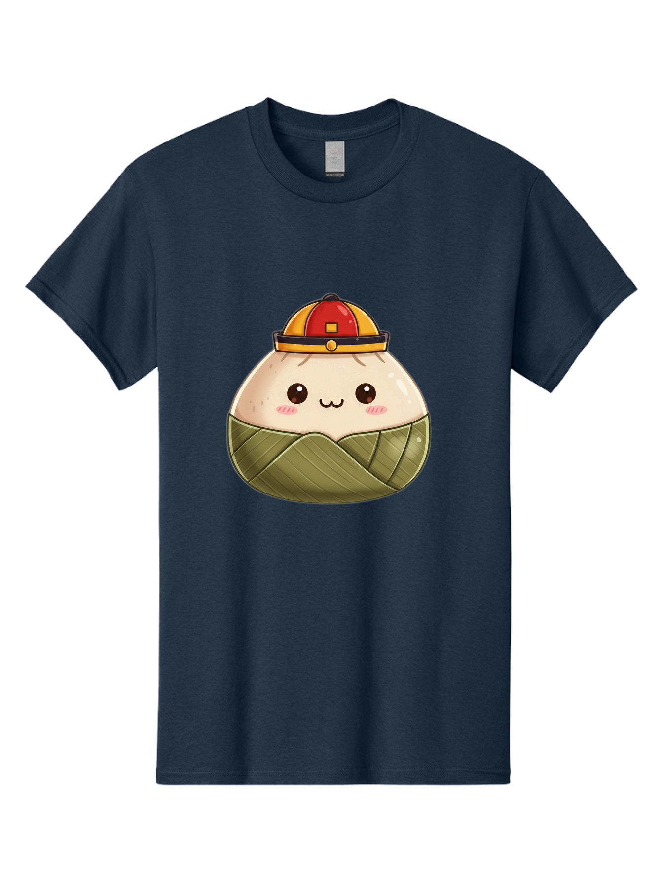 Dumpling-In-Firefighter-Hat Men'S Graphic Tee, 100% Cotton, Comfortable Casual Summer Wear, Machine Washable, Cartoon Baozi, Firefighter Hat, Red And Yellow, Cute Character, Steamed Bun, Kawaii Food, Chinese Cuisine, Adorable Illustration, Baa569