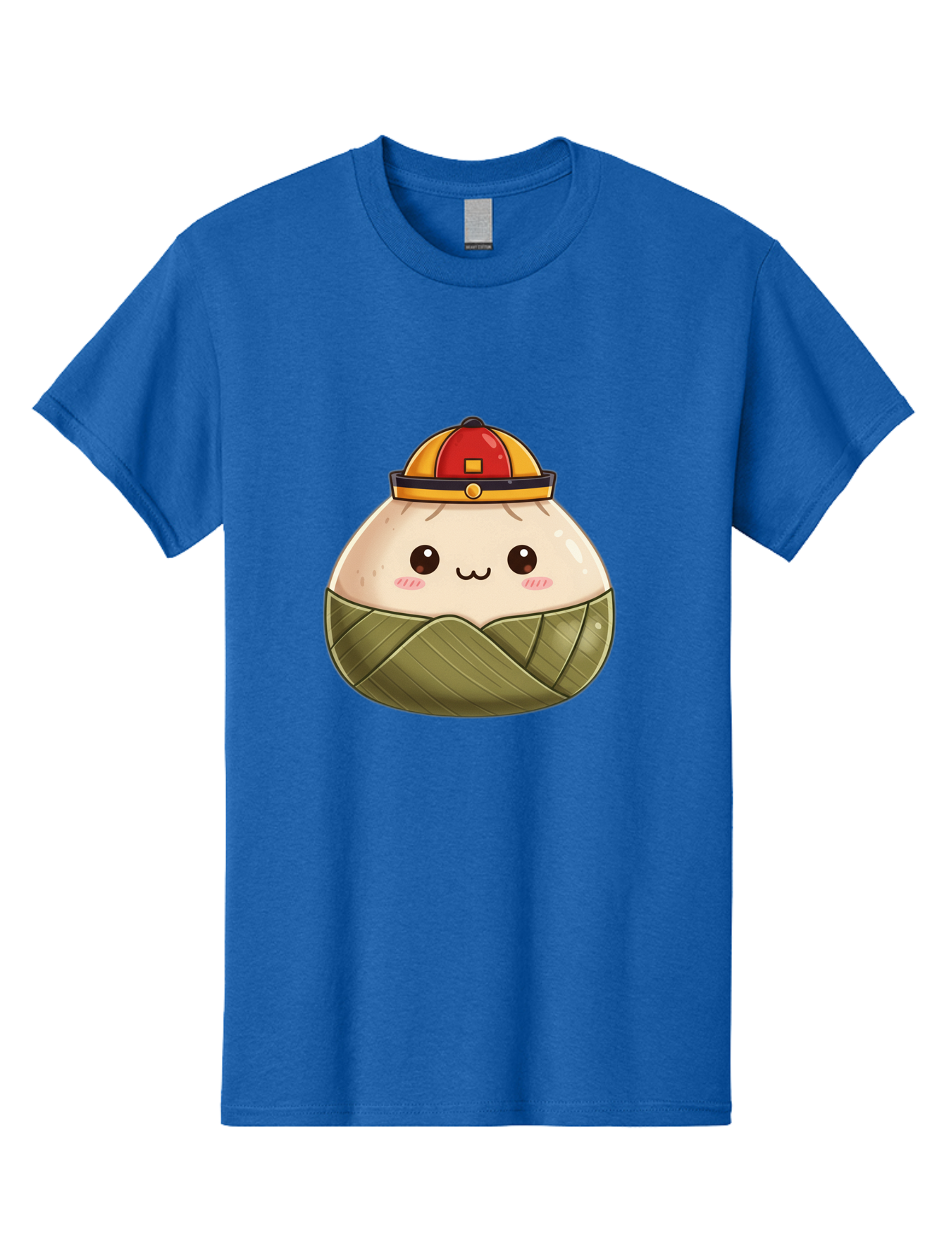 Dumpling-In-Firefighter-Hat Men'S Graphic Tee, 100% Cotton, Comfortable Casual Summer Wear, Machine Washable, Cartoon Baozi, Firefighter Hat, Red And Yellow, Cute Character, Steamed Bun, Kawaii Food, Chinese Cuisine, Adorable Illustration, Baa569