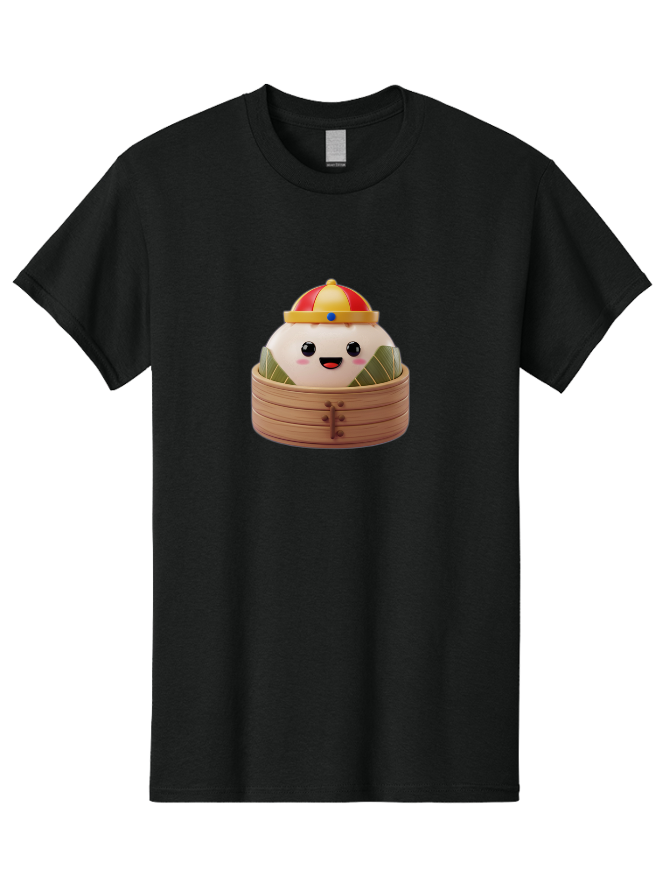 Dumpling-King Men'S Graphic Tee, 100% Cotton, Comfortable Casual Summer Wear, Machine Washable, Cartoon Dumpling, Chinese Cuisine, Steamed Bun, Bamboo Steamer, Happy Face, Kawaii Culture, Foodie Art, Adorable Character, Dumpling King Baa570