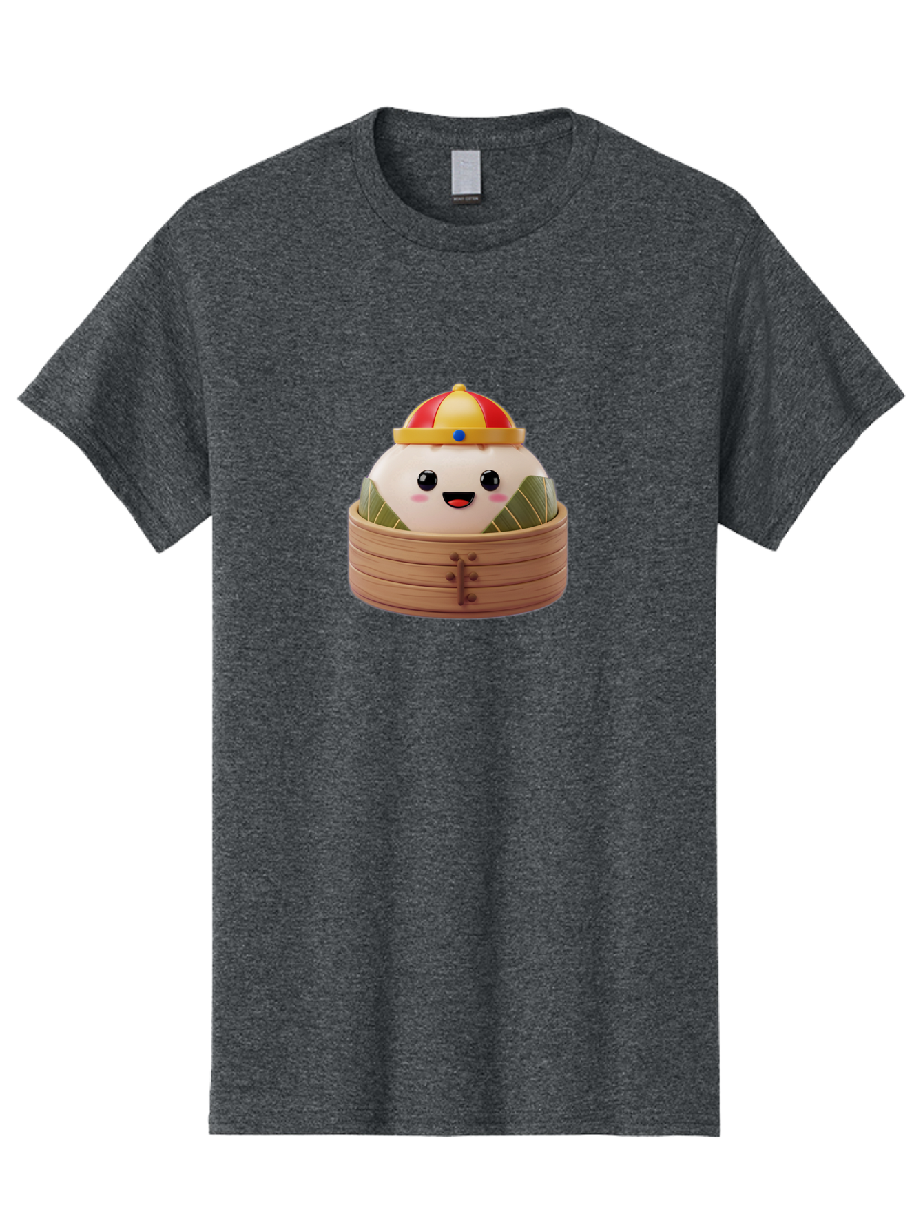 Dumpling-King Men'S Graphic Tee, 100% Cotton, Comfortable Casual Summer Wear, Machine Washable, Cartoon Dumpling, Chinese Cuisine, Steamed Bun, Bamboo Steamer, Happy Face, Kawaii Culture, Foodie Art, Adorable Character, Dumpling King Baa570