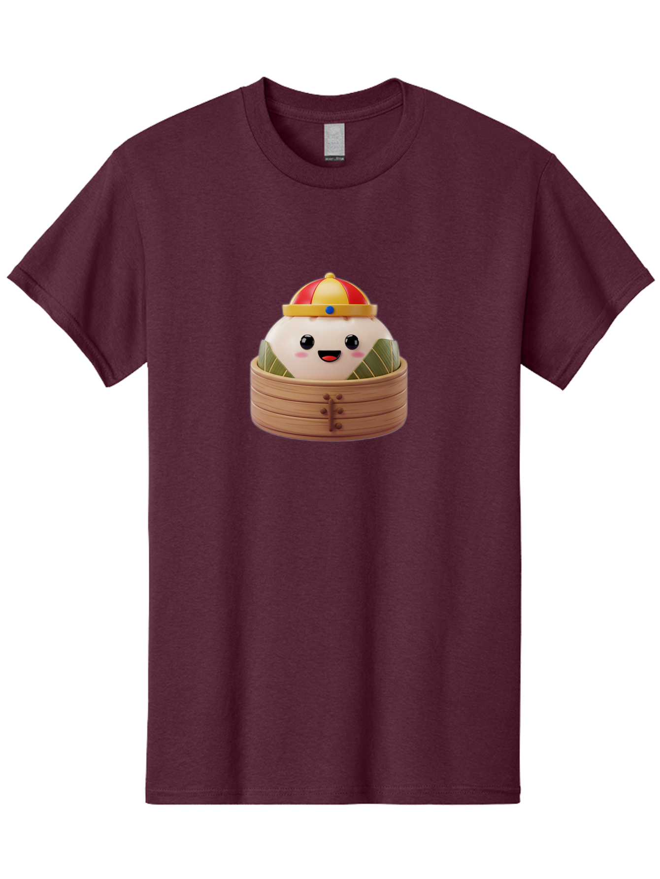 Dumpling-King Men'S Graphic Tee, 100% Cotton, Comfortable Casual Summer Wear, Machine Washable, Cartoon Dumpling, Chinese Cuisine, Steamed Bun, Bamboo Steamer, Happy Face, Kawaii Culture, Foodie Art, Adorable Character, Dumpling King Baa570