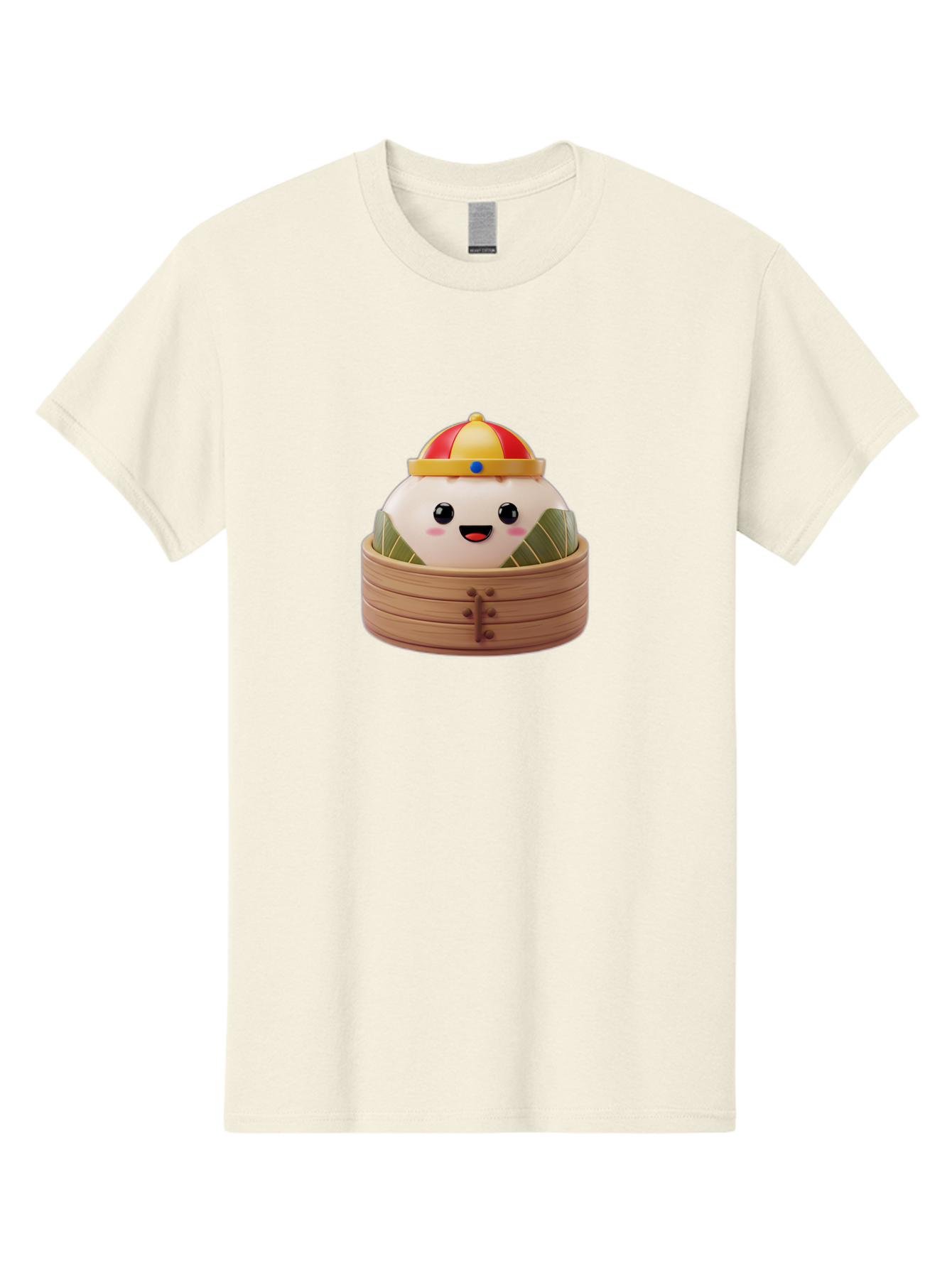 Dumpling-King Men'S Graphic Tee, 100% Cotton, Comfortable Casual Summer Wear, Machine Washable, Cartoon Dumpling, Chinese Cuisine, Steamed Bun, Bamboo Steamer, Happy Face, Kawaii Culture, Foodie Art, Adorable Character, Dumpling King Baa570