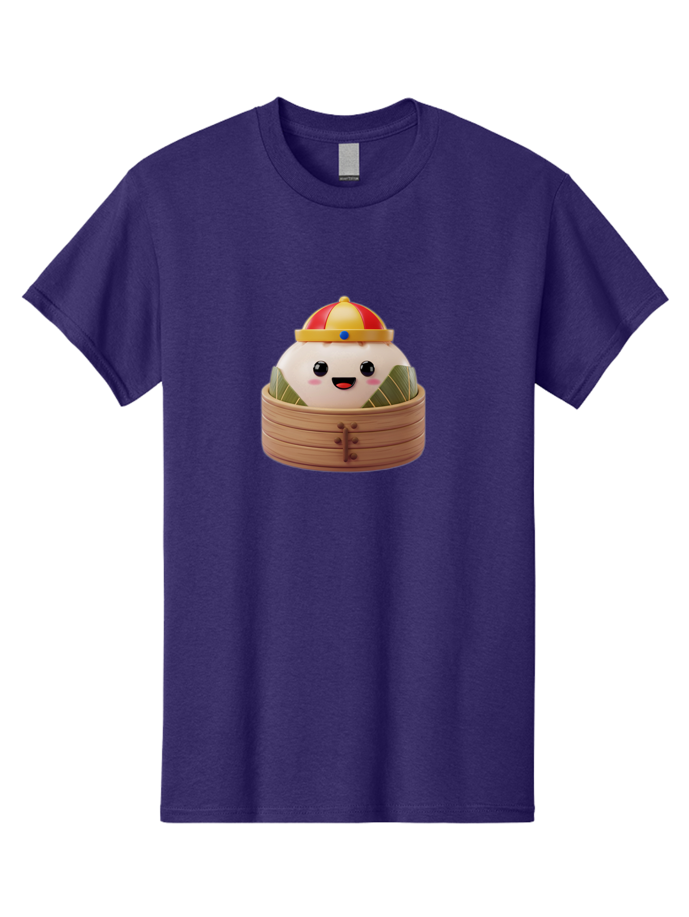 Dumpling-King Men'S Graphic Tee, 100% Cotton, Comfortable Casual Summer Wear, Machine Washable, Cartoon Dumpling, Chinese Cuisine, Steamed Bun, Bamboo Steamer, Happy Face, Kawaii Culture, Foodie Art, Adorable Character, Dumpling King Baa570