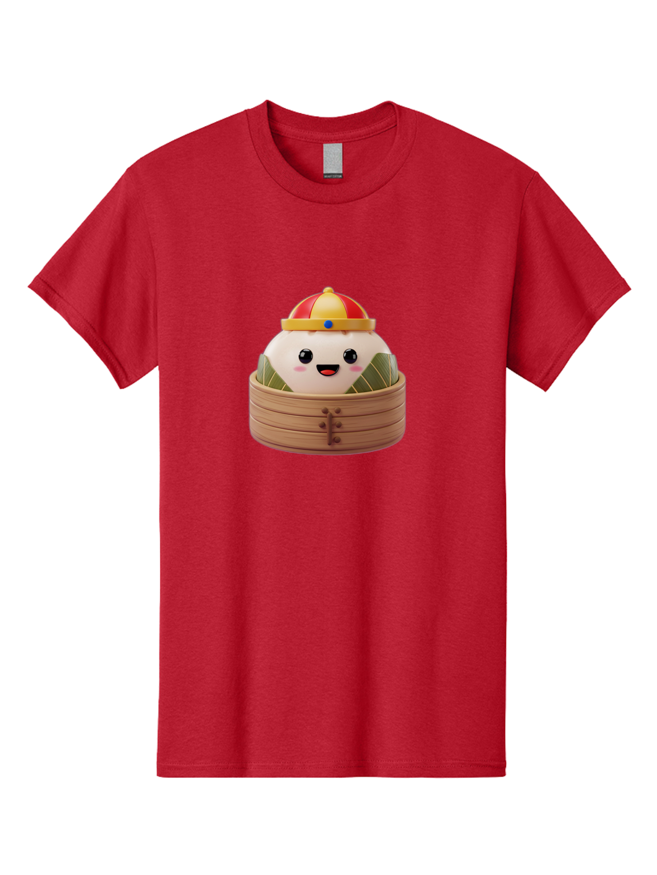 Dumpling-King Men'S Graphic Tee, 100% Cotton, Comfortable Casual Summer Wear, Machine Washable, Cartoon Dumpling, Chinese Cuisine, Steamed Bun, Bamboo Steamer, Happy Face, Kawaii Culture, Foodie Art, Adorable Character, Dumpling King Baa570