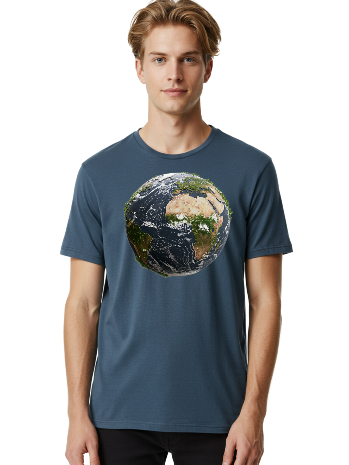 Earth-1 Men'S Graphic Tee, 100% Cotton, Comfortable Casual Summer Wear, Machine Washable, Globe Showing Africa And Europe, Earth From Space, Global Map, Planet Earth, World Geography, International Relations, Global Unity, Earth'S Beauty Baa572