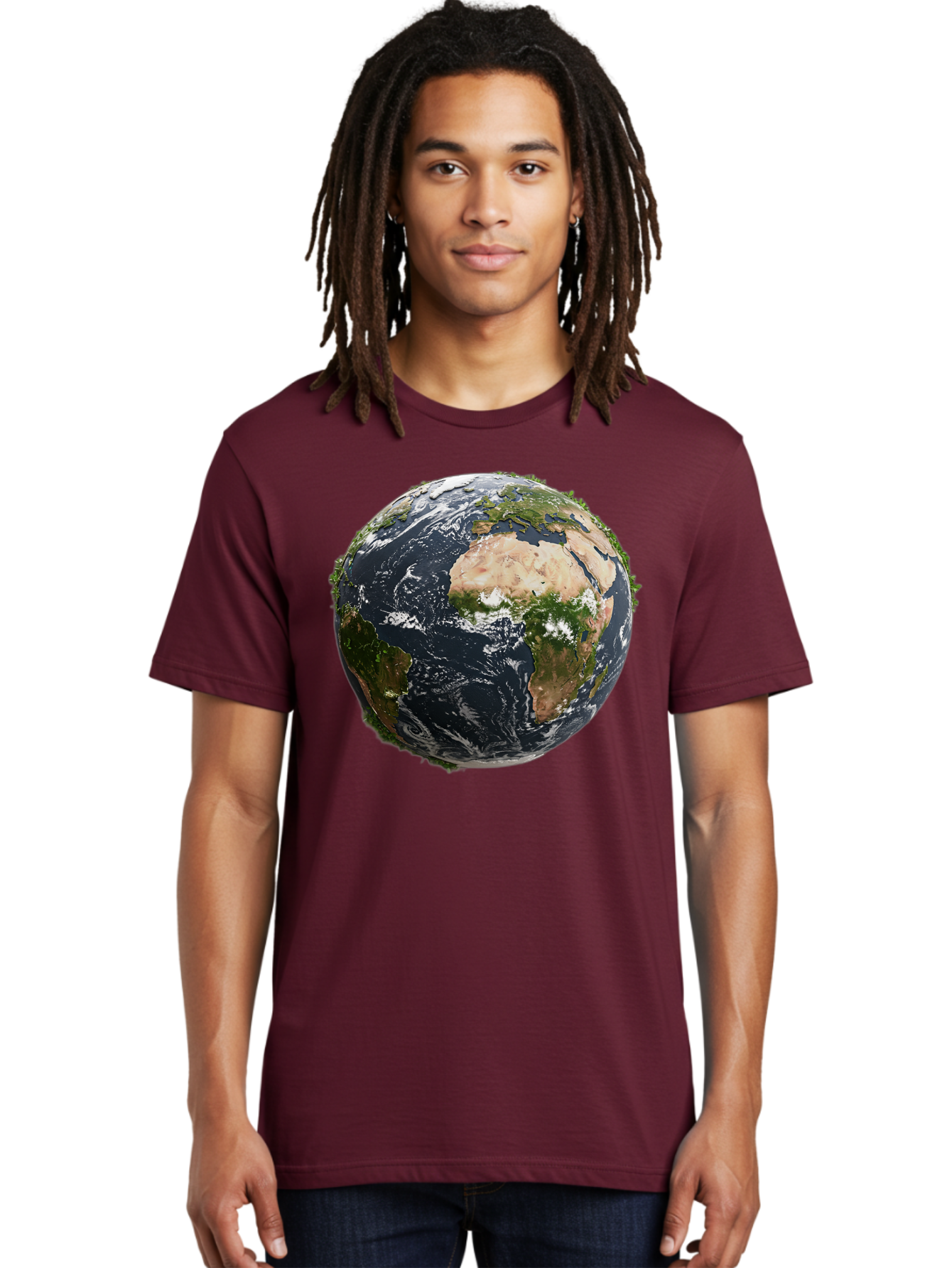 Earth-1 Men'S Graphic Tee, 100% Cotton, Comfortable Casual Summer Wear, Machine Washable, Globe Showing Africa And Europe, Earth From Space, Global Map, Planet Earth, World Geography, International Relations, Global Unity, Earth'S Beauty Baa572