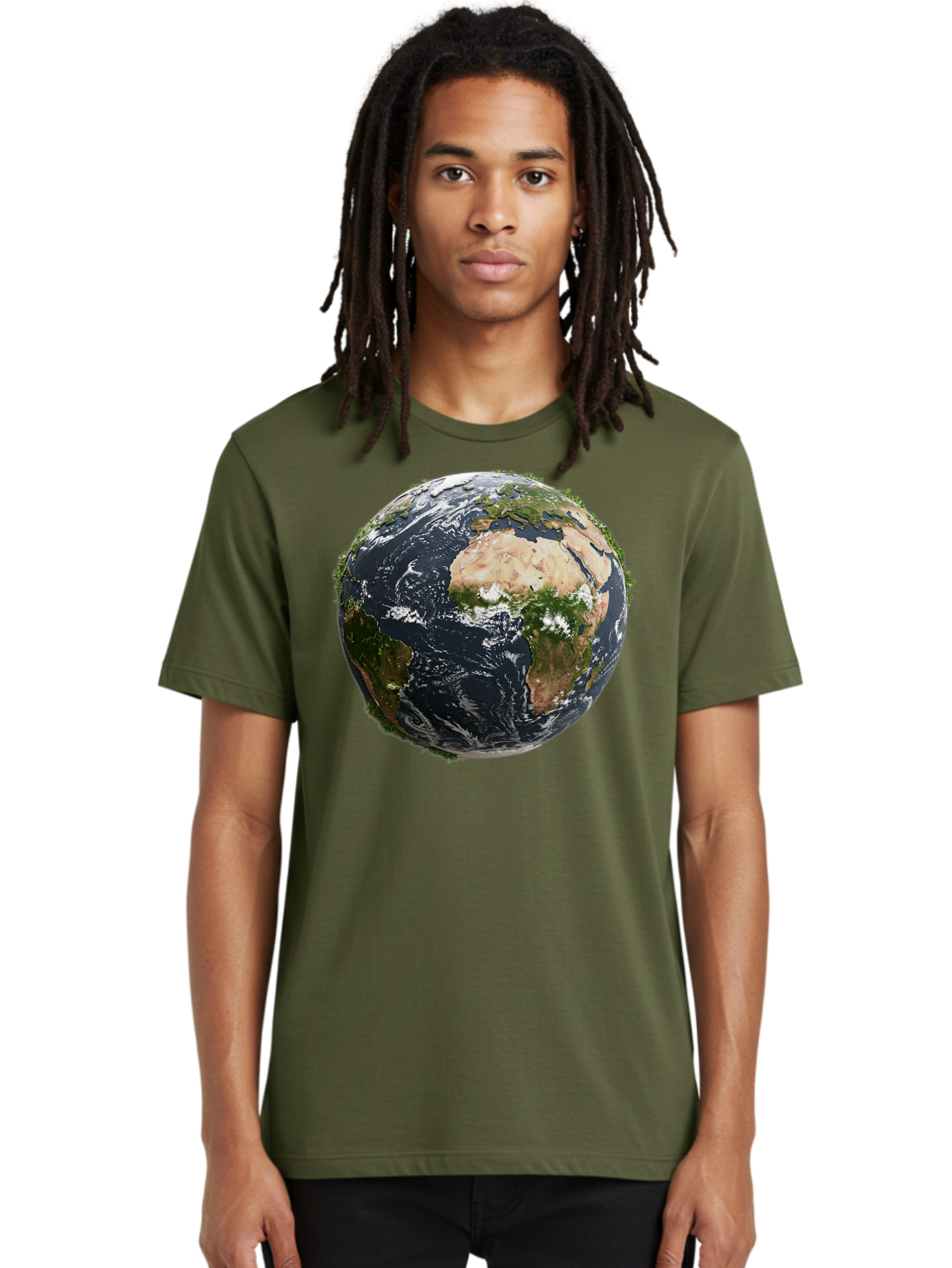 Earth-1 Men'S Graphic Tee, 100% Cotton, Comfortable Casual Summer Wear, Machine Washable, Globe Showing Africa And Europe, Earth From Space, Global Map, Planet Earth, World Geography, International Relations, Global Unity, Earth'S Beauty Baa572