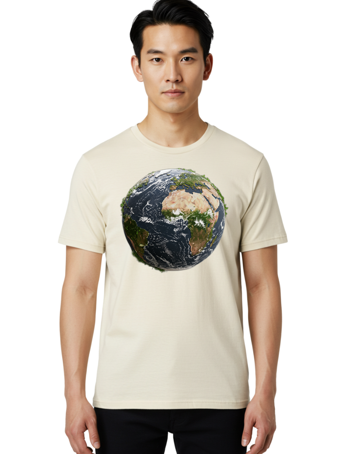 Earth-1 Men'S Graphic Tee, 100% Cotton, Comfortable Casual Summer Wear, Machine Washable, Globe Showing Africa And Europe, Earth From Space, Global Map, Planet Earth, World Geography, International Relations, Global Unity, Earth'S Beauty Baa572
