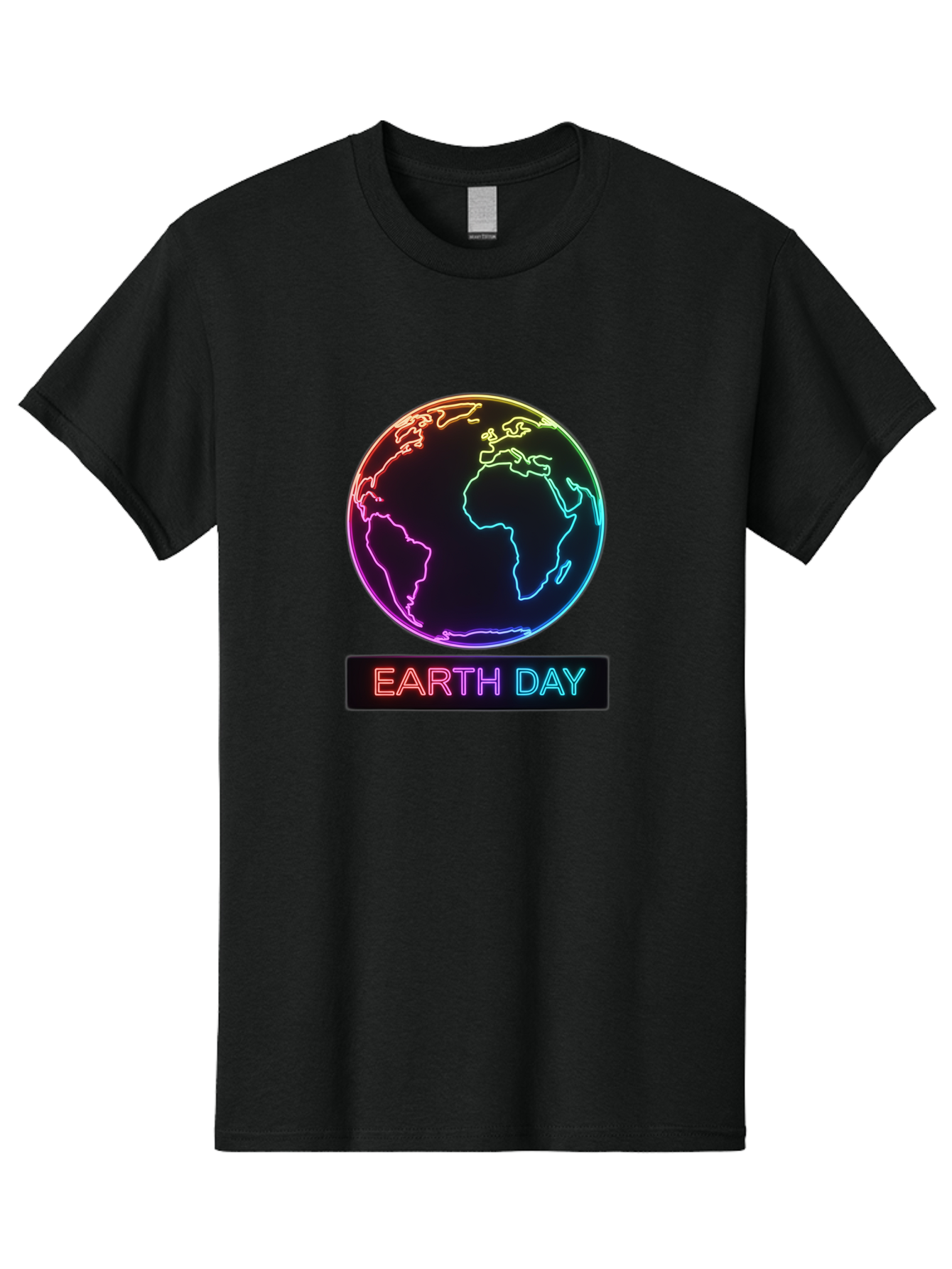 Earth-Day-1 Men'S Graphic Tee, 100% Cotton, Comfortable Casual Summer Wear, Machine Washable, Earth Day, Planet Earth, Globe, Neon Lights, Colorful Graphics, Environmental Awareness, Conservation, Sustainability, Eco-Friendly, World Map Baa573