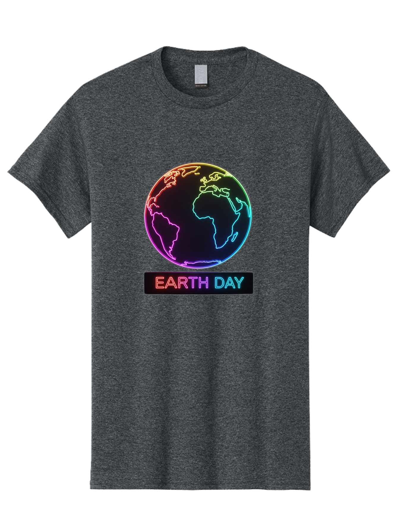 Earth-Day-1 Men'S Graphic Tee, 100% Cotton, Comfortable Casual Summer Wear, Machine Washable, Earth Day, Planet Earth, Globe, Neon Lights, Colorful Graphics, Environmental Awareness, Conservation, Sustainability, Eco-Friendly, World Map Baa573