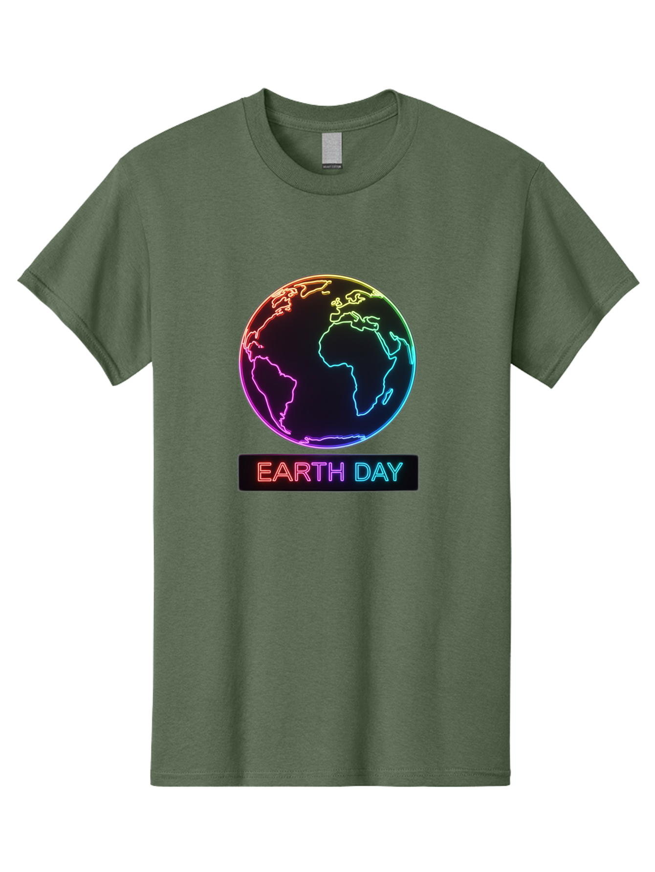 Earth-Day-1 Men'S Graphic Tee, 100% Cotton, Comfortable Casual Summer Wear, Machine Washable, Earth Day, Planet Earth, Globe, Neon Lights, Colorful Graphics, Environmental Awareness, Conservation, Sustainability, Eco-Friendly, World Map Baa573