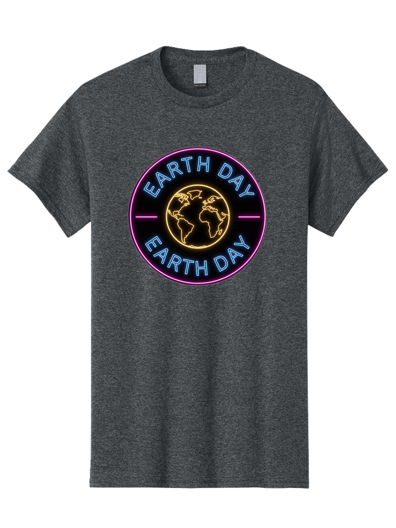 Earth-Day Men'S Graphic Tee, 100% Cotton, Comfortable Casual Summer Wear, Machine Washable, Earth Day Logo, Neon Sign, Global Awareness, Environmental Conservation, Eco-Friendly, Sustainability, Planet Earth Baa574
