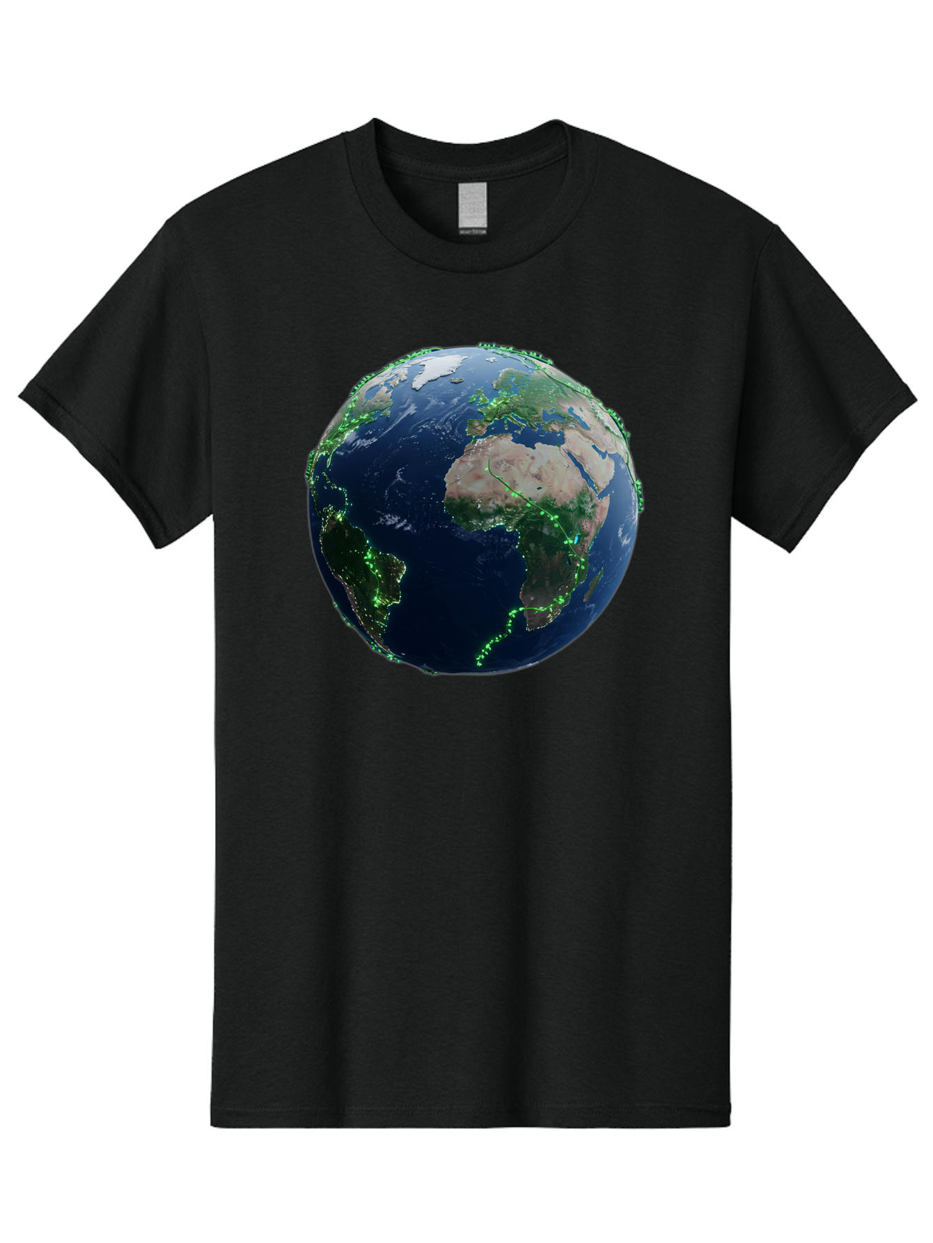 Earth-From-Space Men'S Graphic Tee, 100% Cotton, Comfortable Casual Summer Wear, Machine Washable, Globe Showing Africa And Europe, World Map, Planet Earth, Global Geography, Satellite View, International Connections, Global Technology Baa575