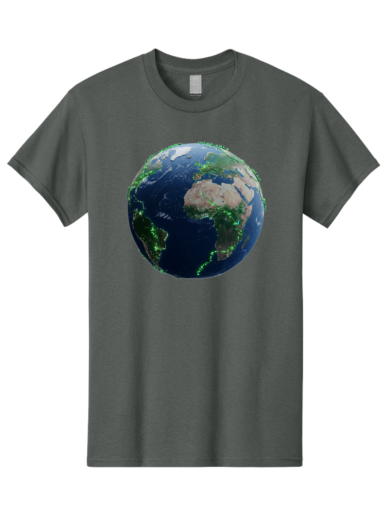 Earth-From-Space Men'S Graphic Tee, 100% Cotton, Comfortable Casual Summer Wear, Machine Washable, Globe Showing Africa And Europe, World Map, Planet Earth, Global Geography, Satellite View, International Connections, Global Technology Baa575