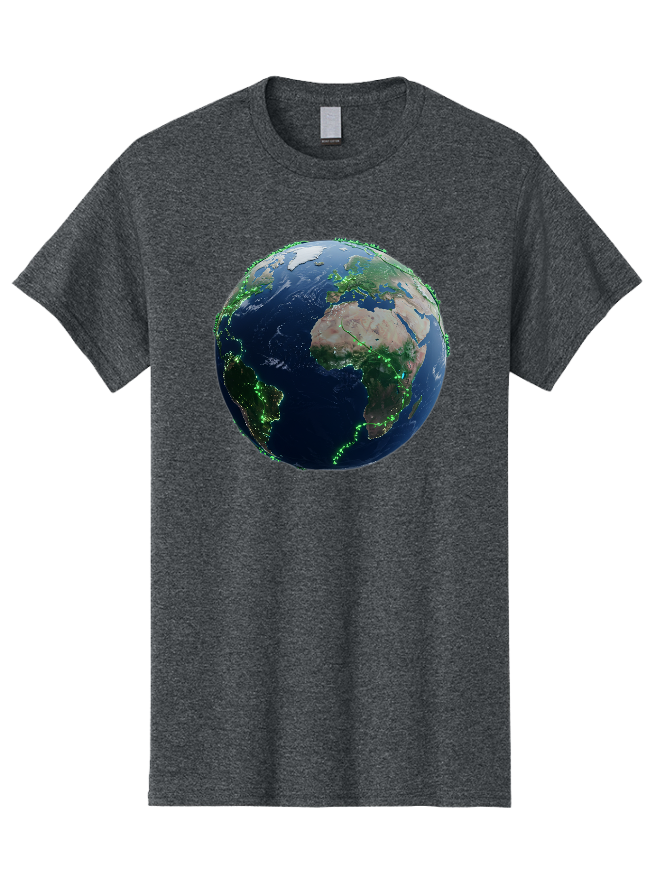 Earth-From-Space Men'S Graphic Tee, 100% Cotton, Comfortable Casual Summer Wear, Machine Washable, Globe Showing Africa And Europe, World Map, Planet Earth, Global Geography, Satellite View, International Connections, Global Technology Baa575