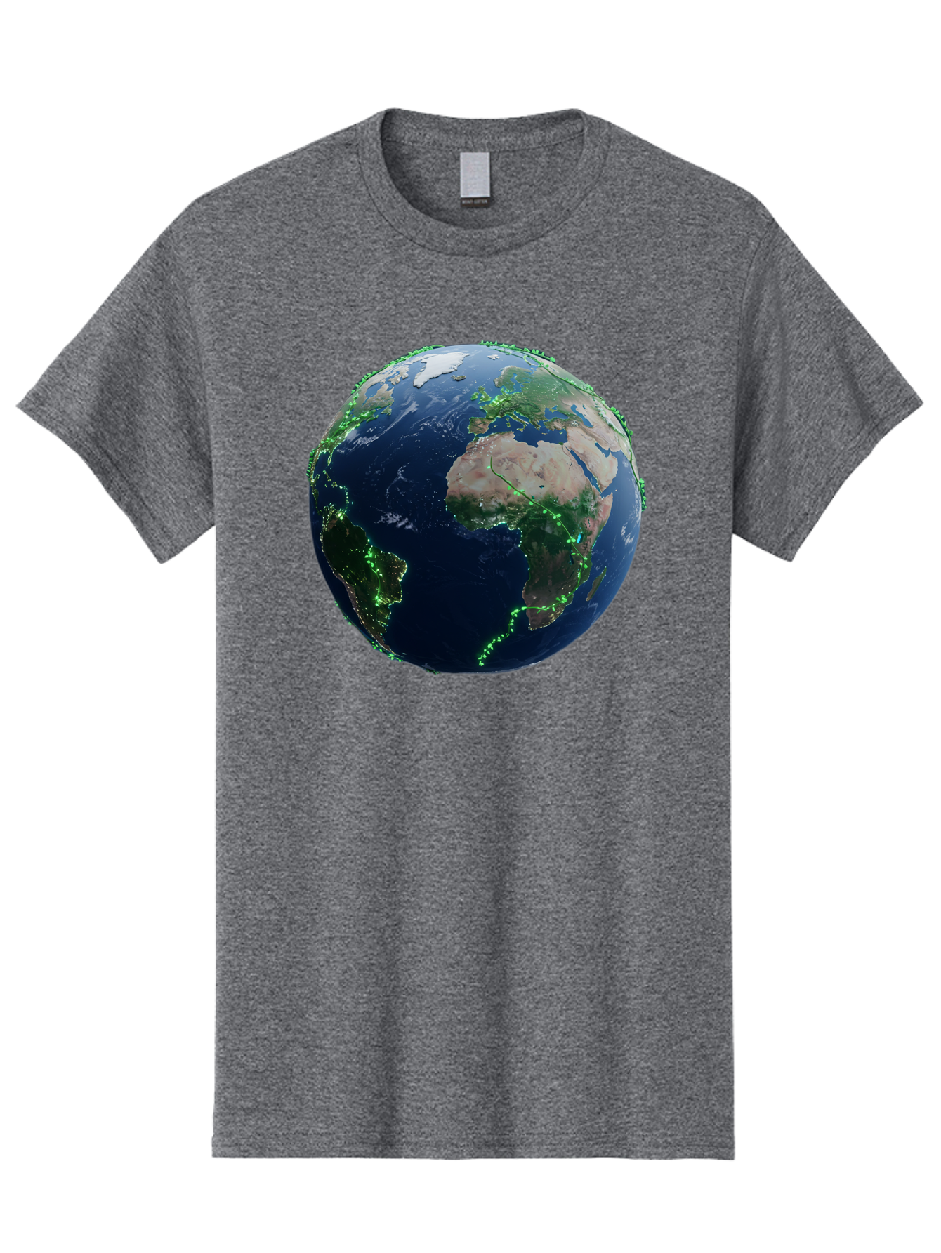 Earth-From-Space Men'S Graphic Tee, 100% Cotton, Comfortable Casual Summer Wear, Machine Washable, Globe Showing Africa And Europe, World Map, Planet Earth, Global Geography, Satellite View, International Connections, Global Technology Baa575