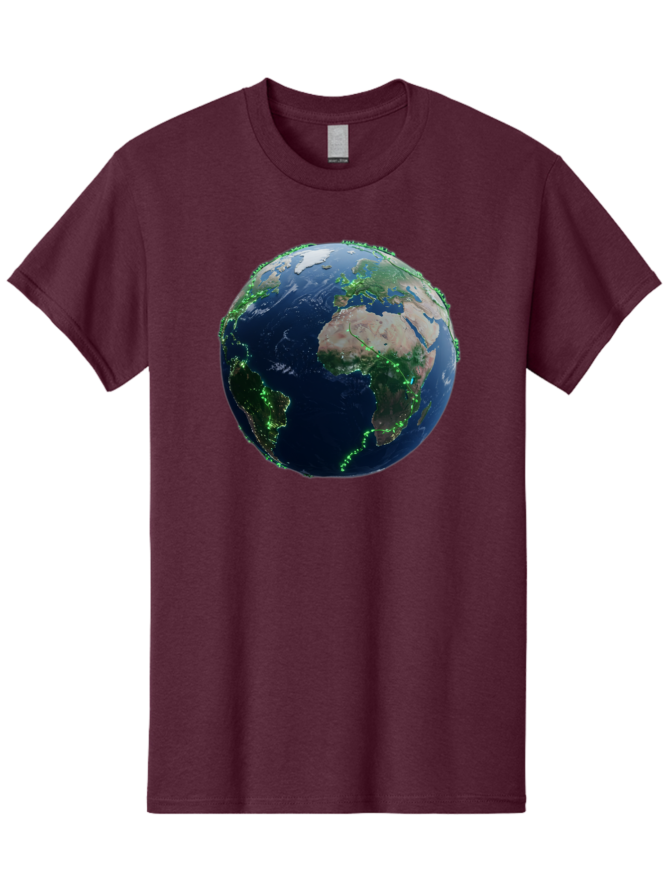 Earth-From-Space Men'S Graphic Tee, 100% Cotton, Comfortable Casual Summer Wear, Machine Washable, Globe Showing Africa And Europe, World Map, Planet Earth, Global Geography, Satellite View, International Connections, Global Technology Baa575