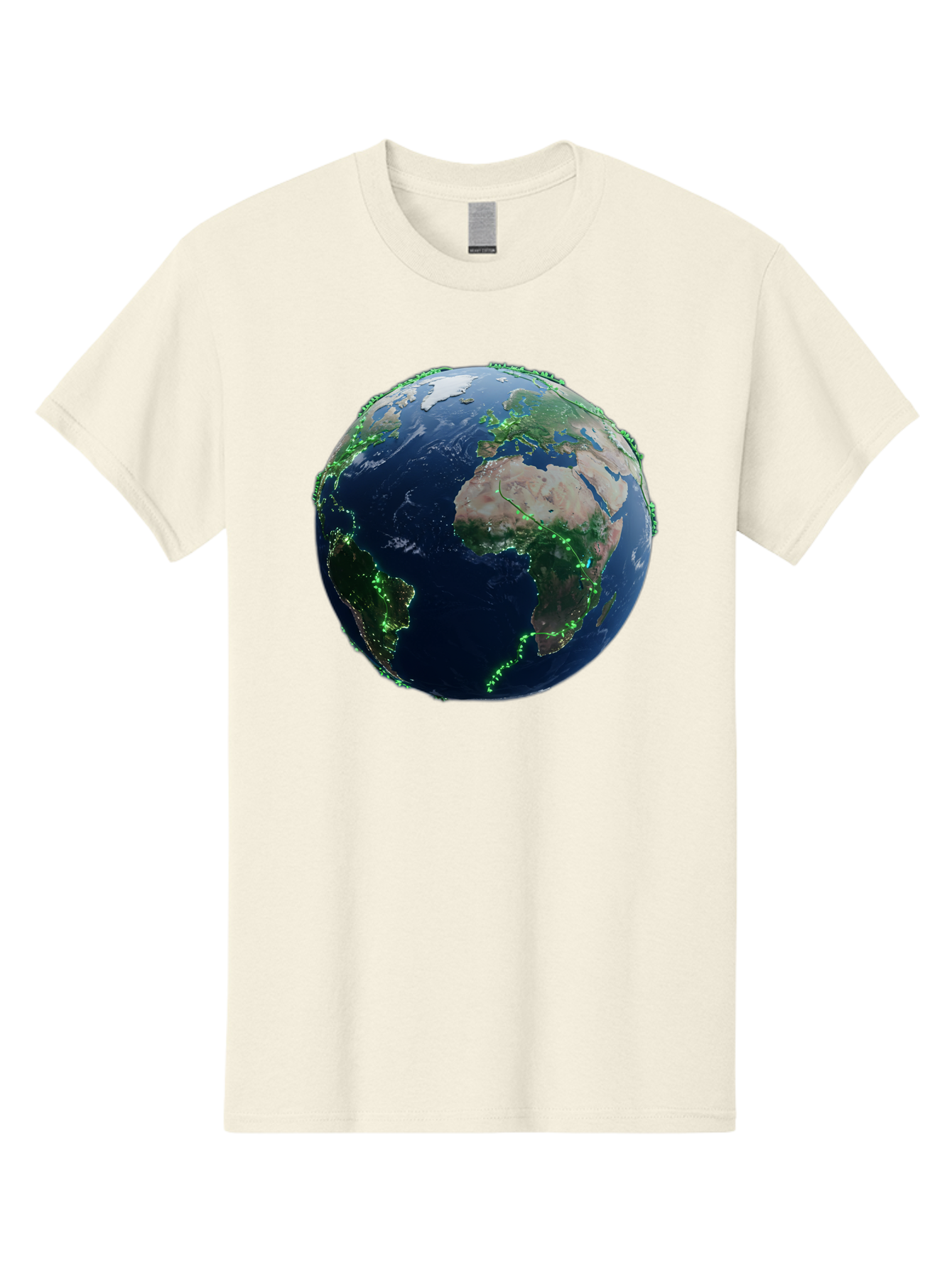 Earth-From-Space Men'S Graphic Tee, 100% Cotton, Comfortable Casual Summer Wear, Machine Washable, Globe Showing Africa And Europe, World Map, Planet Earth, Global Geography, Satellite View, International Connections, Global Technology Baa575