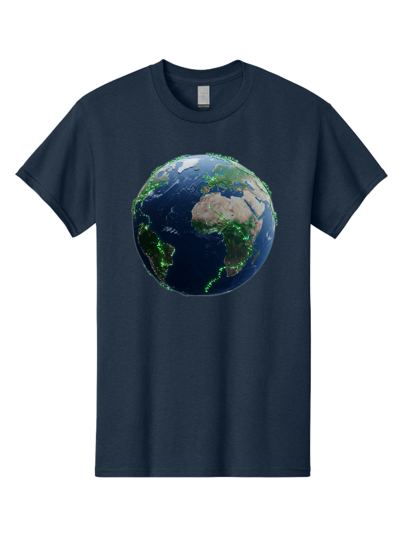 Earth-From-Space Men'S Graphic Tee, 100% Cotton, Comfortable Casual Summer Wear, Machine Washable, Globe Showing Africa And Europe, World Map, Planet Earth, Global Geography, Satellite View, International Connections, Global Technology Baa575