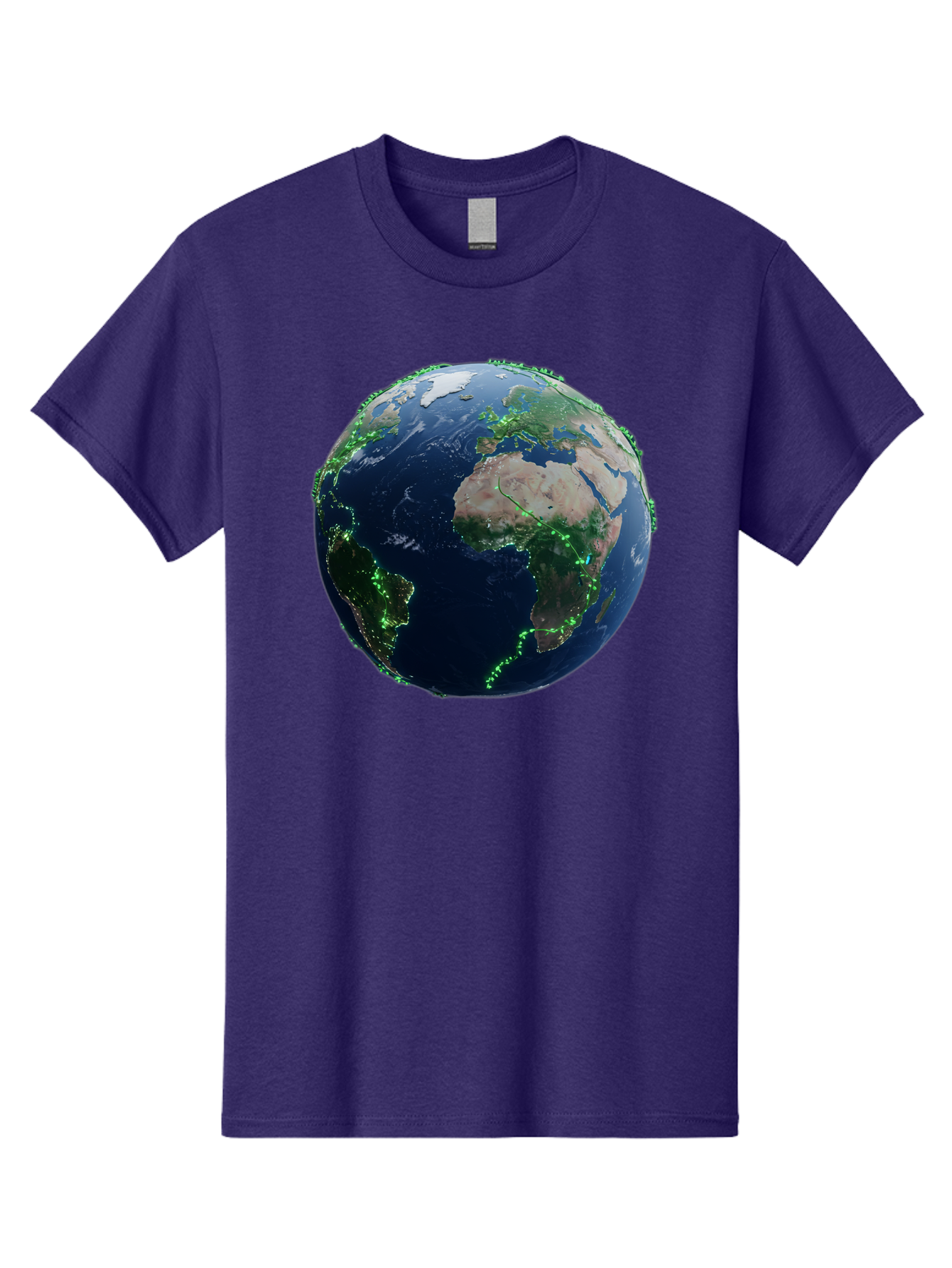 Earth-From-Space Men'S Graphic Tee, 100% Cotton, Comfortable Casual Summer Wear, Machine Washable, Globe Showing Africa And Europe, World Map, Planet Earth, Global Geography, Satellite View, International Connections, Global Technology Baa575