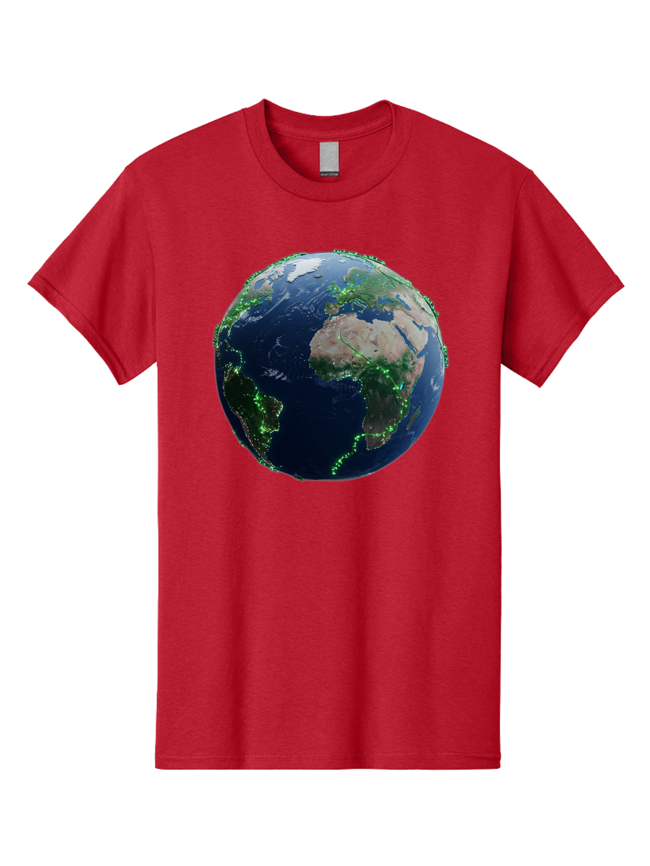 Earth-From-Space Men'S Graphic Tee, 100% Cotton, Comfortable Casual Summer Wear, Machine Washable, Globe Showing Africa And Europe, World Map, Planet Earth, Global Geography, Satellite View, International Connections, Global Technology Baa575