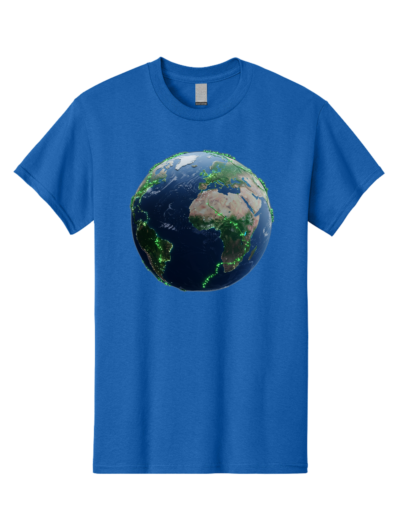 Earth-From-Space Men'S Graphic Tee, 100% Cotton, Comfortable Casual Summer Wear, Machine Washable, Globe Showing Africa And Europe, World Map, Planet Earth, Global Geography, Satellite View, International Connections, Global Technology Baa575