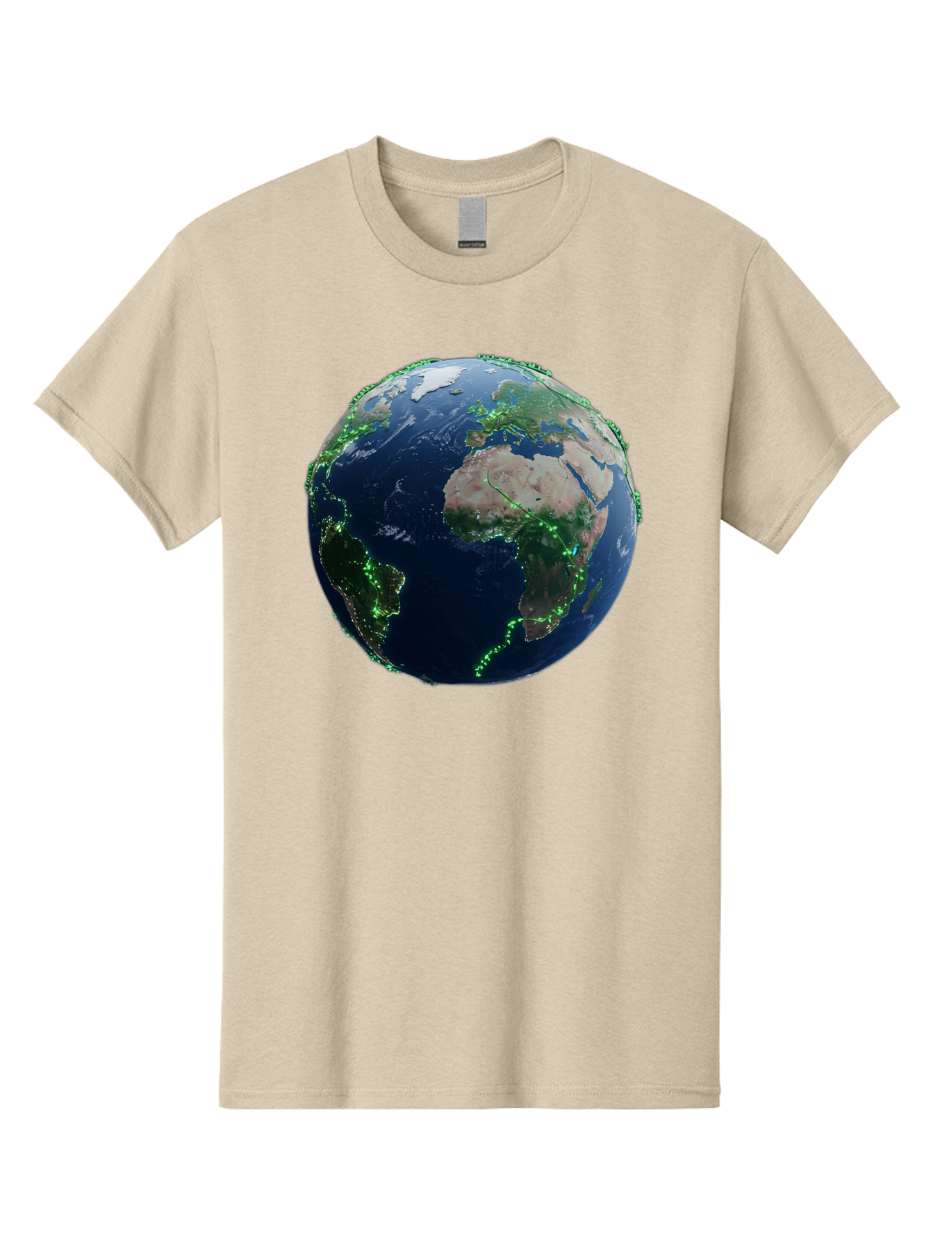 Earth-From-Space Men'S Graphic Tee, 100% Cotton, Comfortable Casual Summer Wear, Machine Washable, Globe Showing Africa And Europe, World Map, Planet Earth, Global Geography, Satellite View, International Connections, Global Technology Baa575