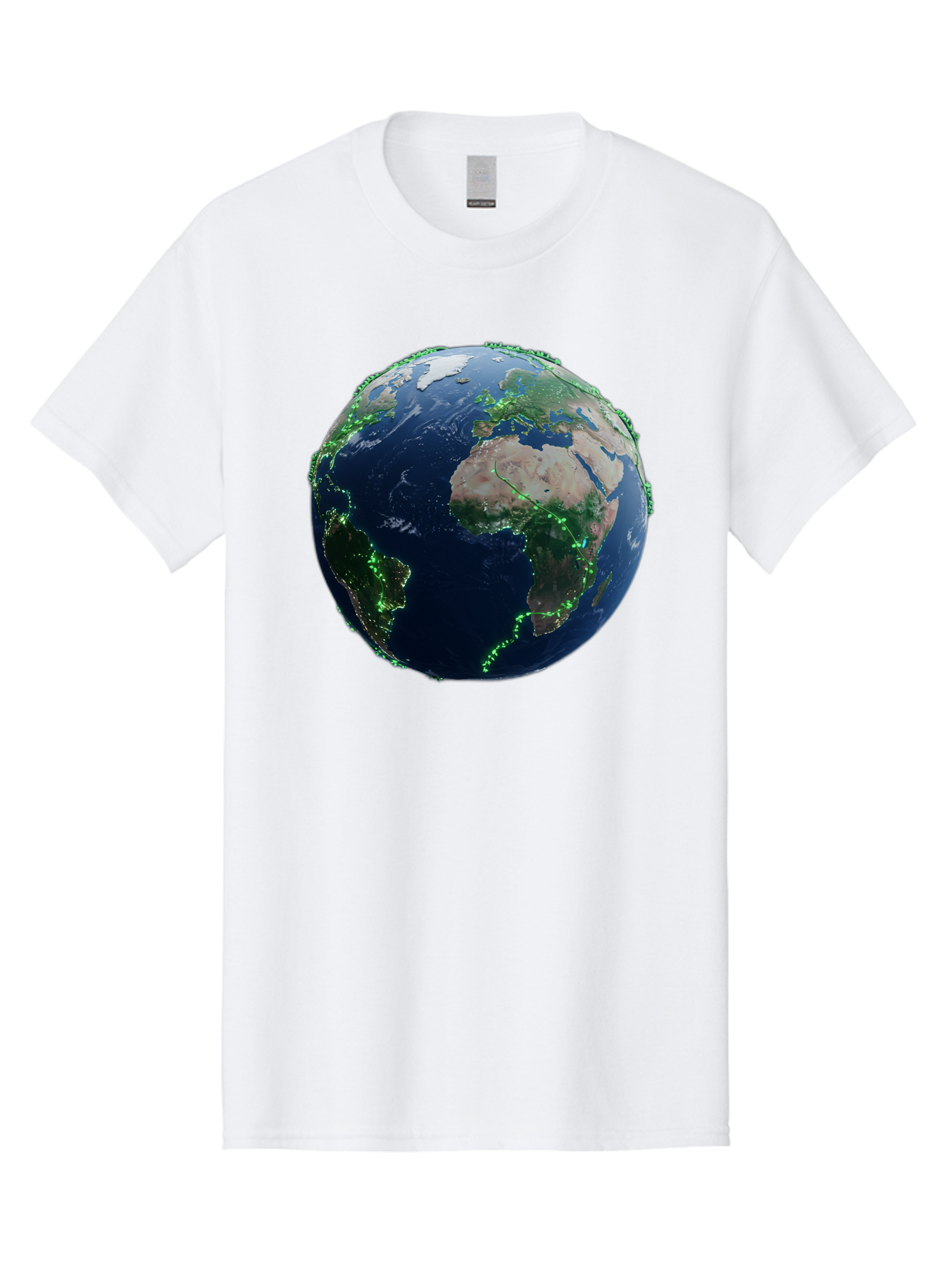 Earth-From-Space Men'S Graphic Tee, 100% Cotton, Comfortable Casual Summer Wear, Machine Washable, Globe Showing Africa And Europe, World Map, Planet Earth, Global Geography, Satellite View, International Connections, Global Technology Baa575