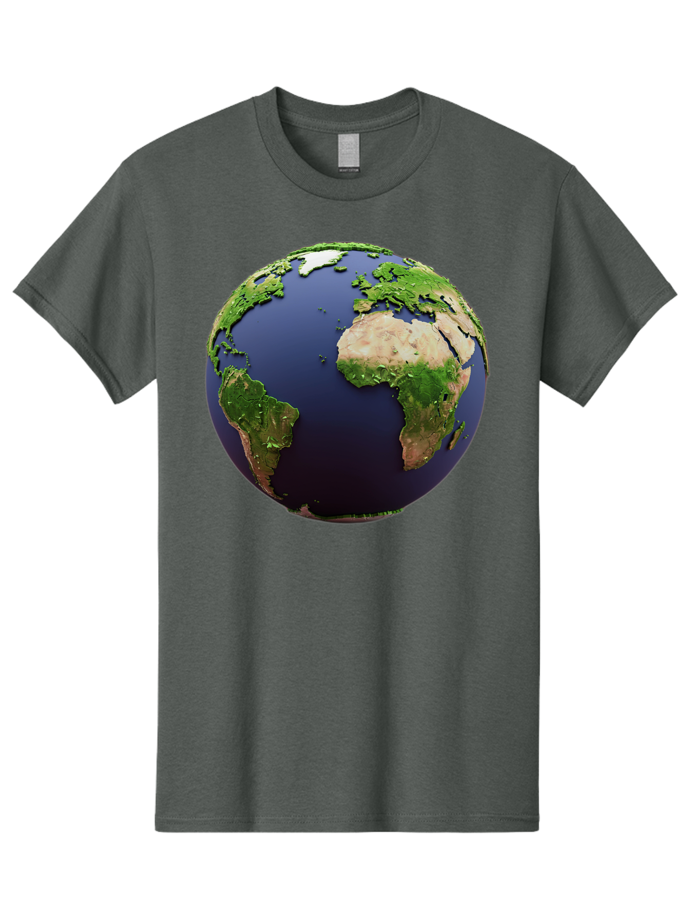 Earth-Globe-1 Men'S Graphic Tee, 100% Cotton, Comfortable Casual Summer Wear, Machine Washable, Globe Showing Africa And South America, 3D Rendering, World Map, Global Geography, Earth From Space, International Perspective, Baa576