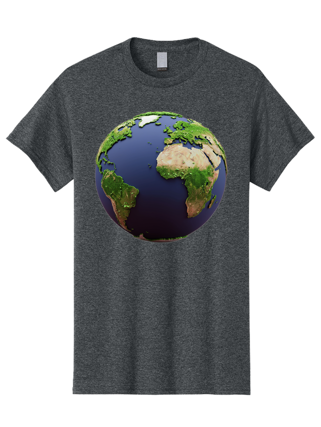 Earth-Globe-1 Men'S Graphic Tee, 100% Cotton, Comfortable Casual Summer Wear, Machine Washable, Globe Showing Africa And South America, 3D Rendering, World Map, Global Geography, Earth From Space, International Perspective, Baa576